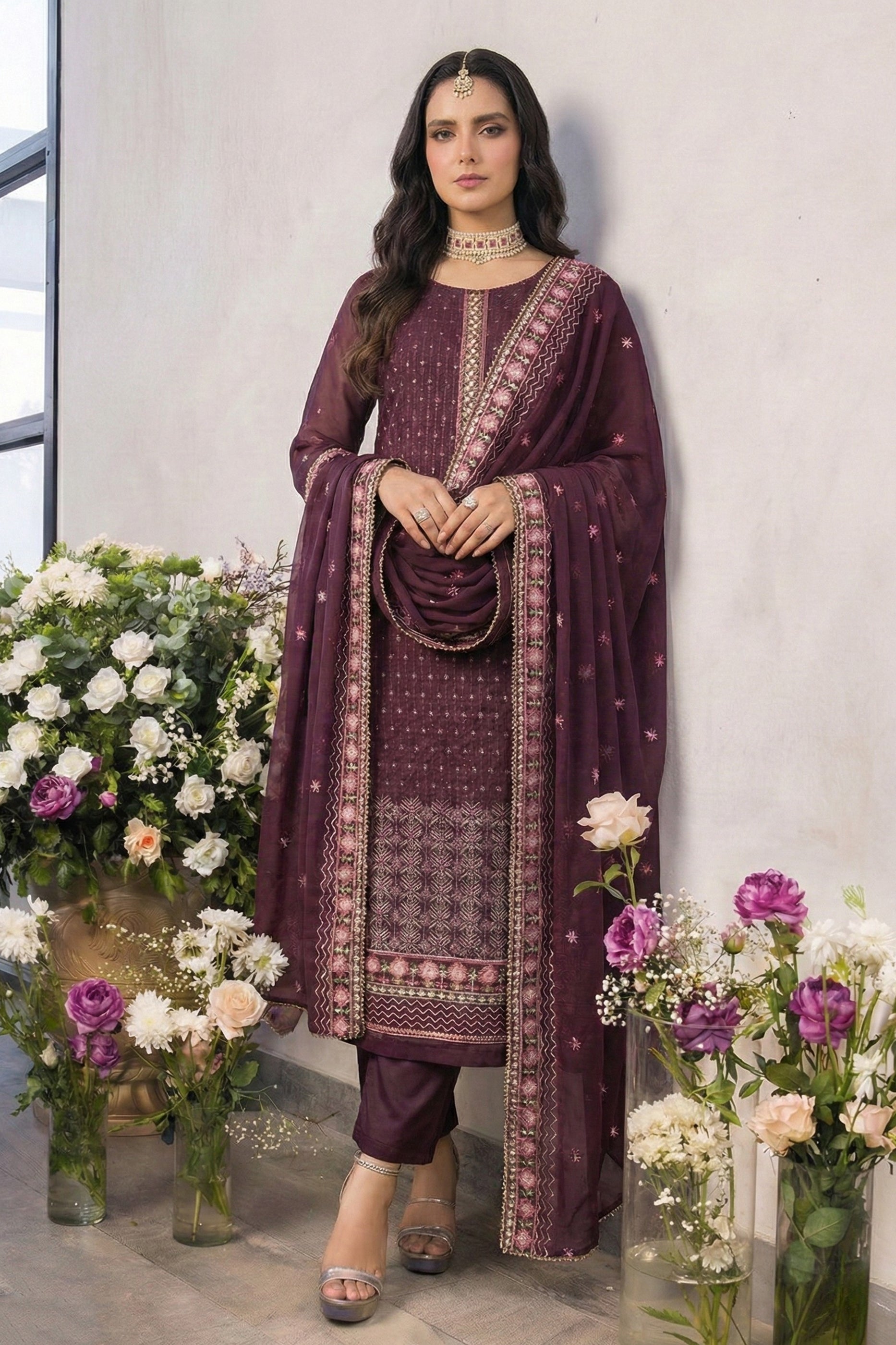 Purple Readymade Embroidered Georgette Suit-SAR12765_2_SareeButa.com