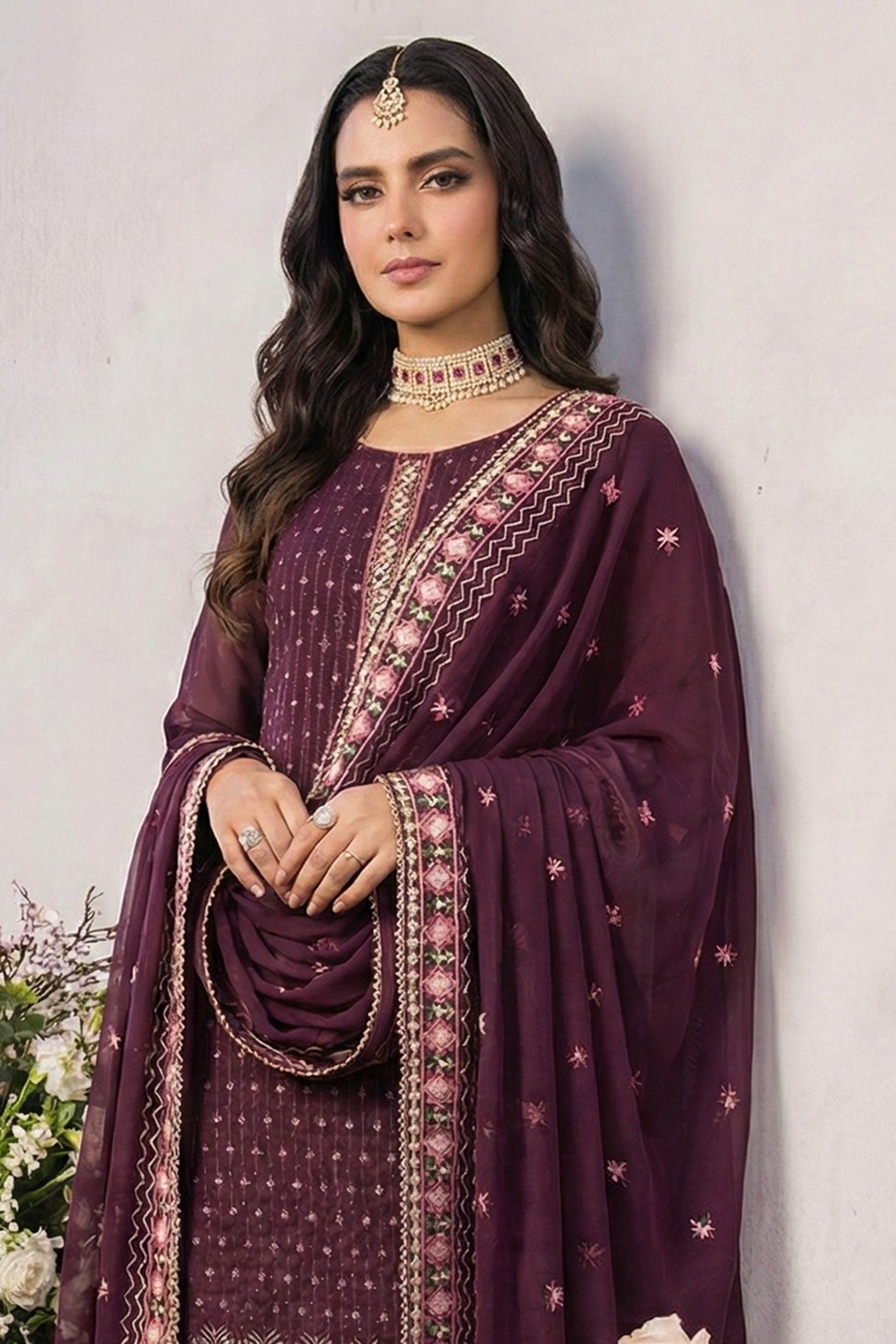 Purple Readymade Embroidered Georgette Suit-SAR12765_4_SareeButa.com