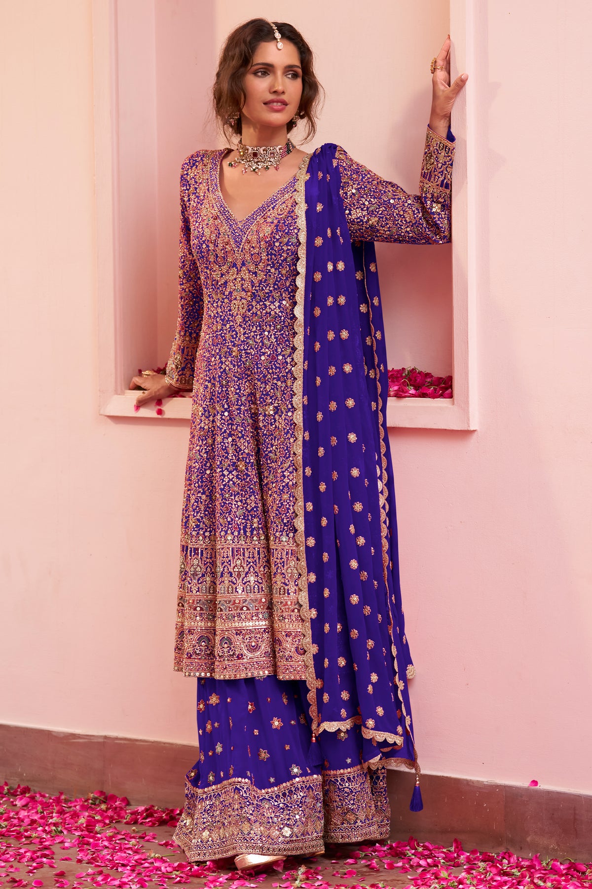 Purple Readymade Embroidered Georgette Suit-SAR13316_1_SareeButa.com