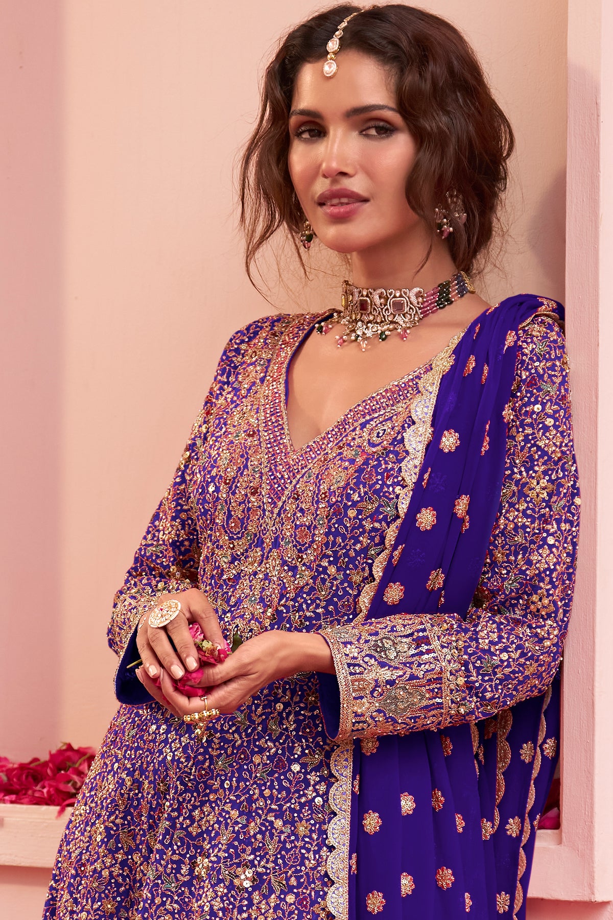 Purple Readymade Embroidered Georgette Suit-SAR13316_2_SareeButa.com