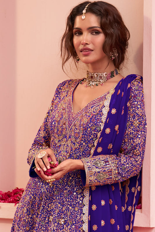 Purple Readymade Embroidered Georgette Suit-SAR13316_2_SareeButa.com