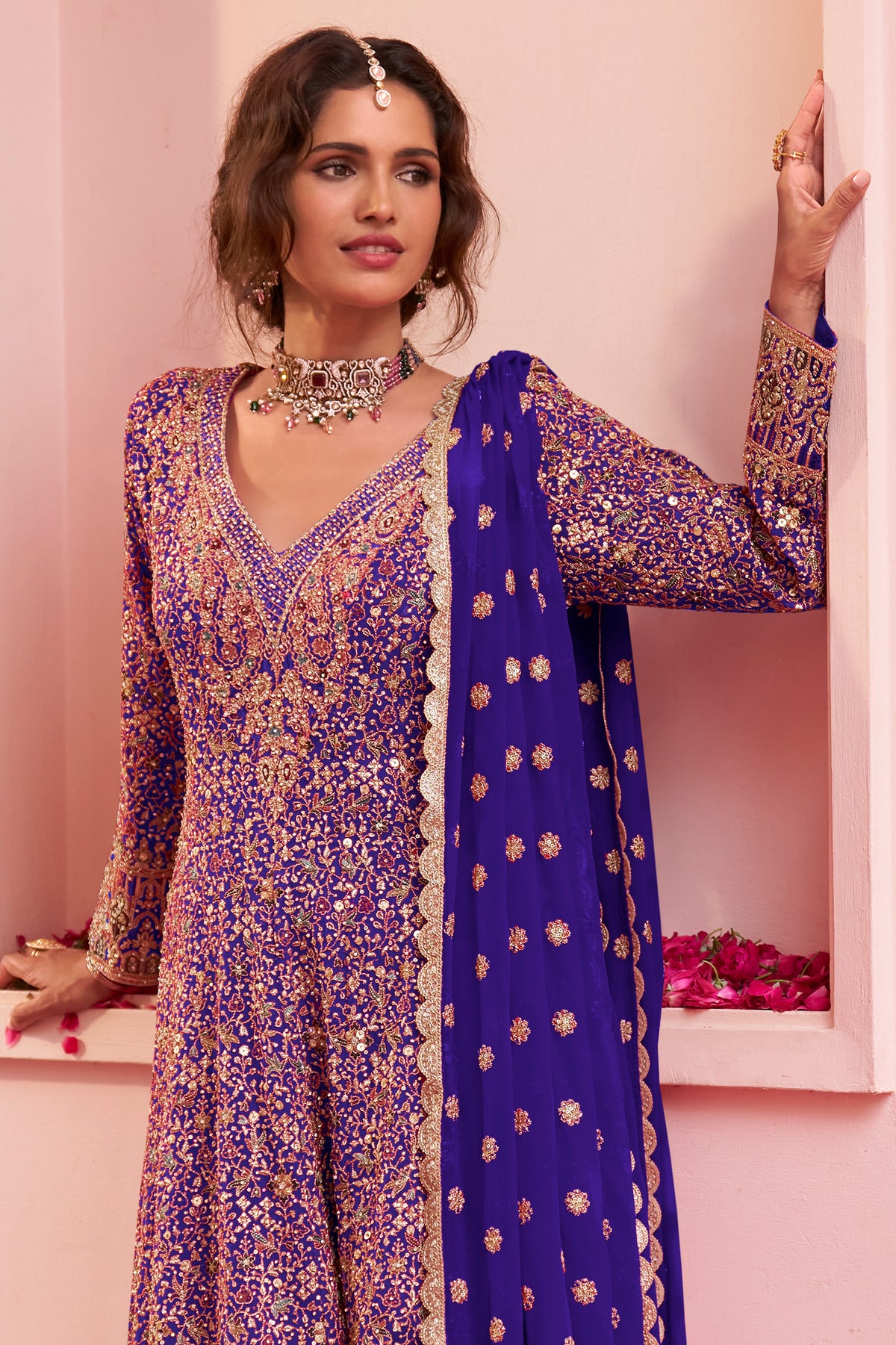 Purple Readymade Embroidered Georgette Suit-SAR13316_3_SareeButa.com
