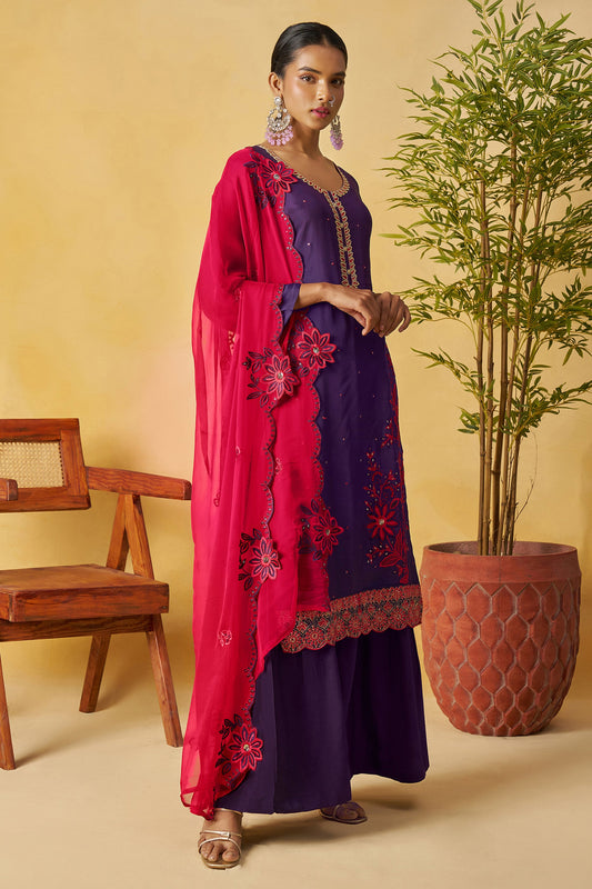 Purple Readymade Embroidered Organza Palazzo Suit-SAR10810_2_SareeButa.com