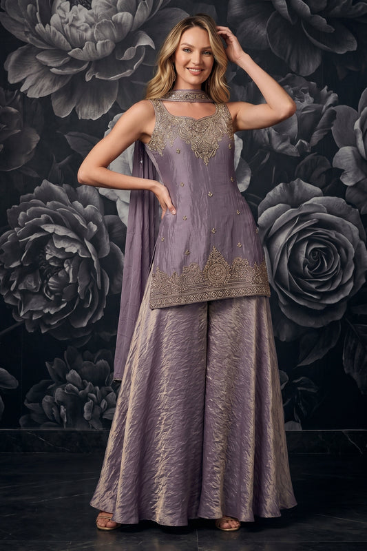Purple Readymade Embroidered Palazzo Suit-SAR12806_1_SareeButa.com
