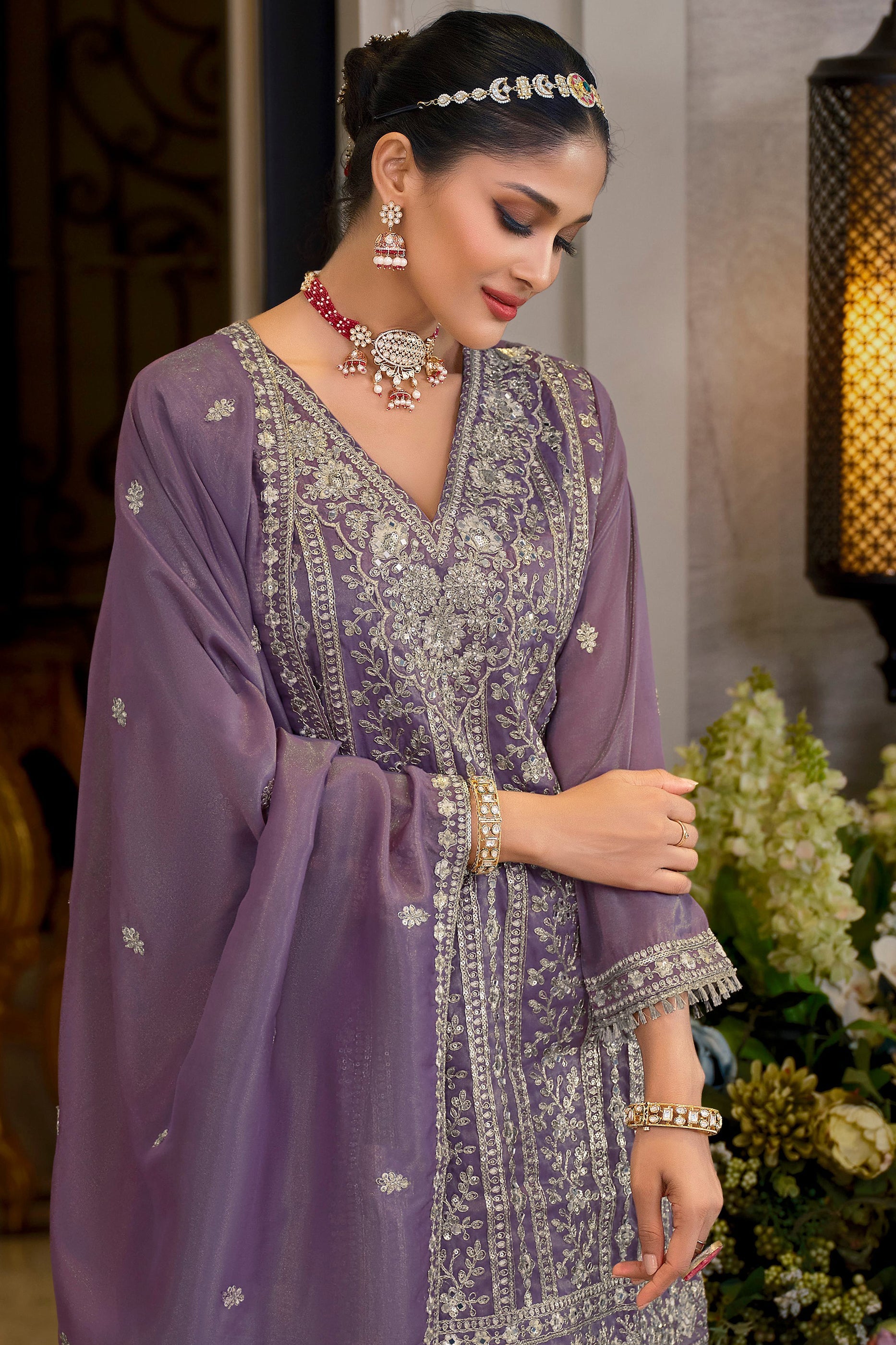 Purple Readymade Embroidered Shimmer Palazzo Suit-SAR11667_2_SareeButa.com