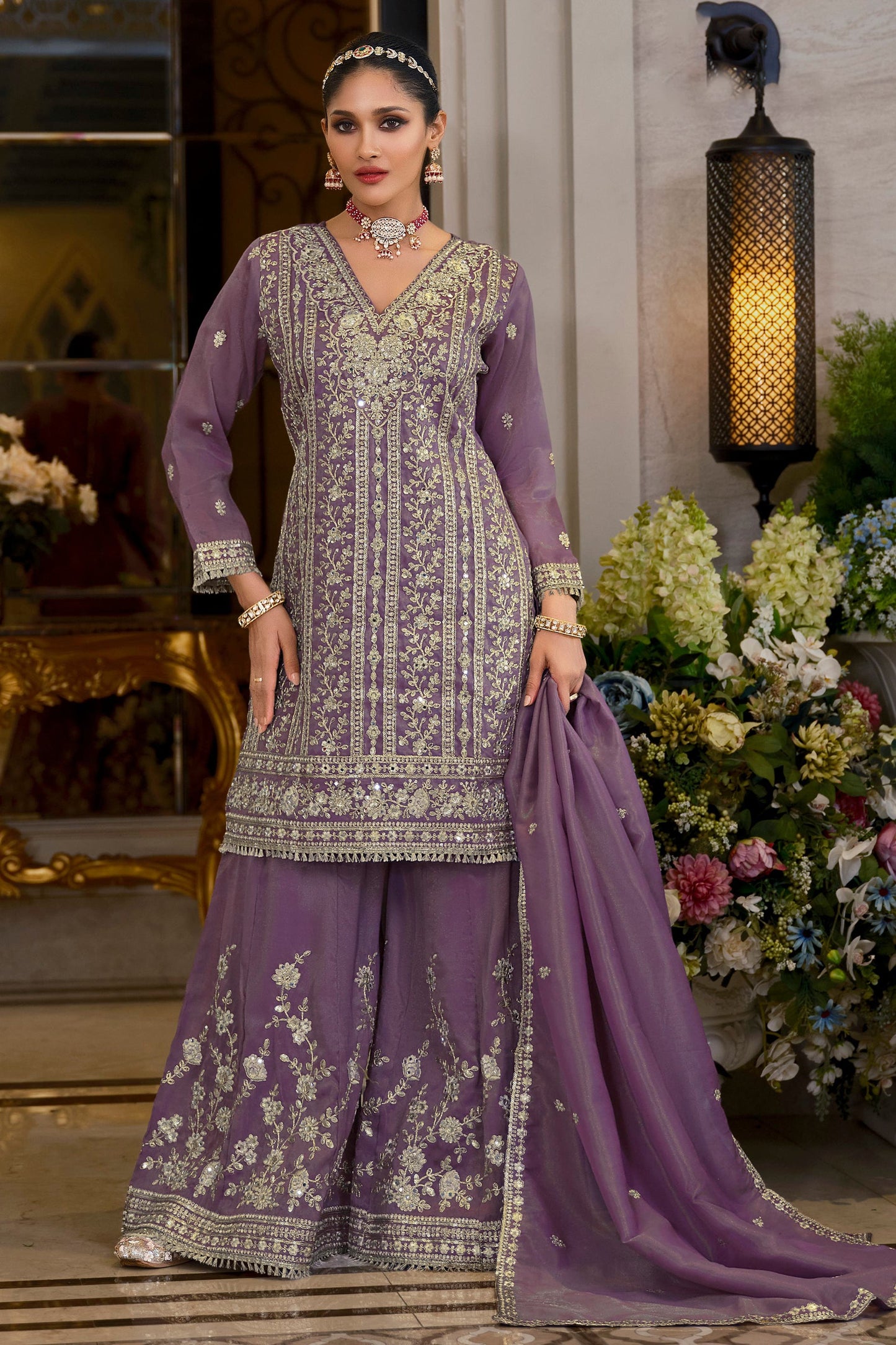 Purple Readymade Embroidered Shimmer Palazzo Suit-SAR11667_4_SareeButa.com
