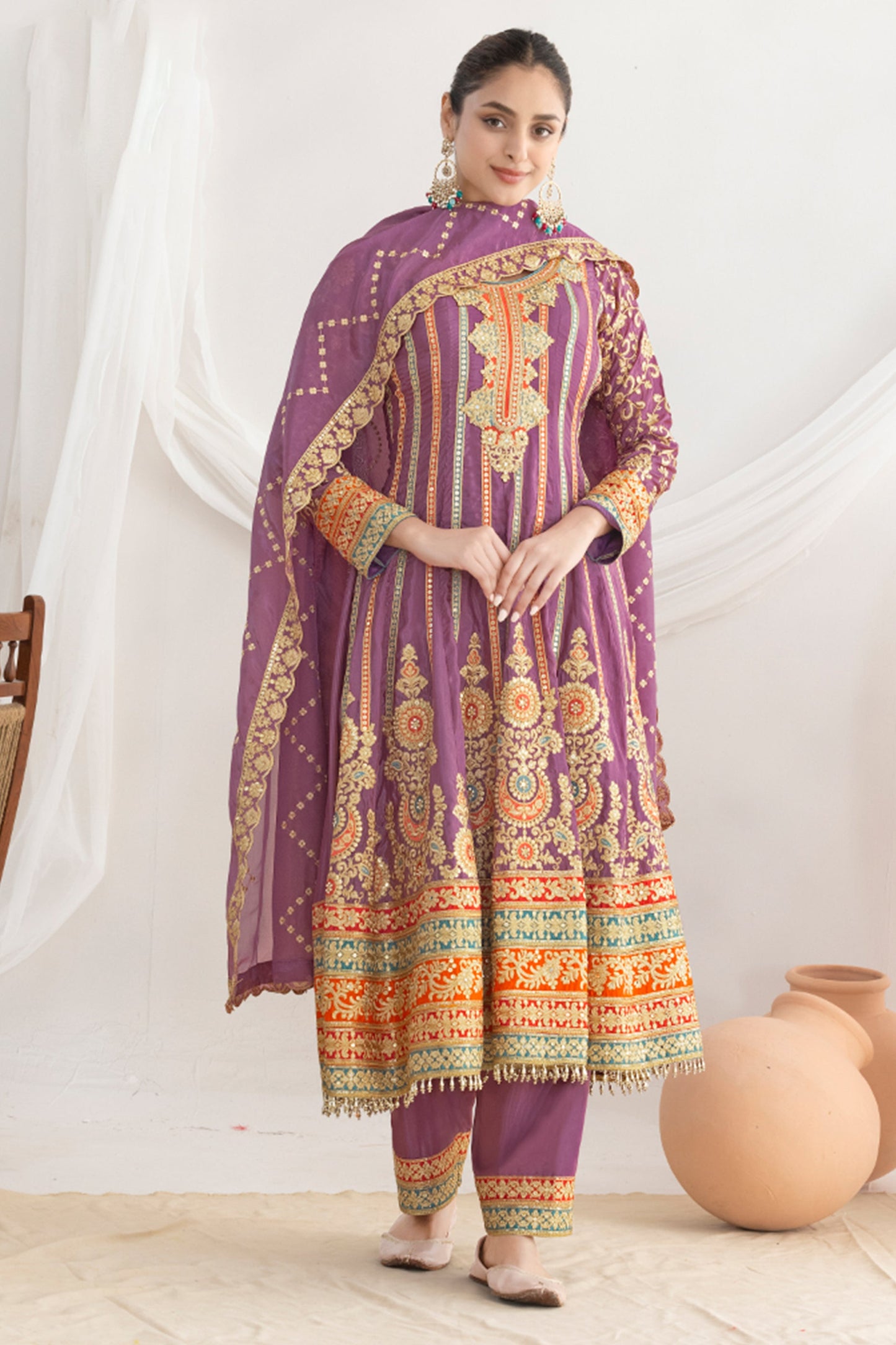 Purple Readymade Embroidered Silk Anarkali Suit-SAR11111_1_SareeButa.com