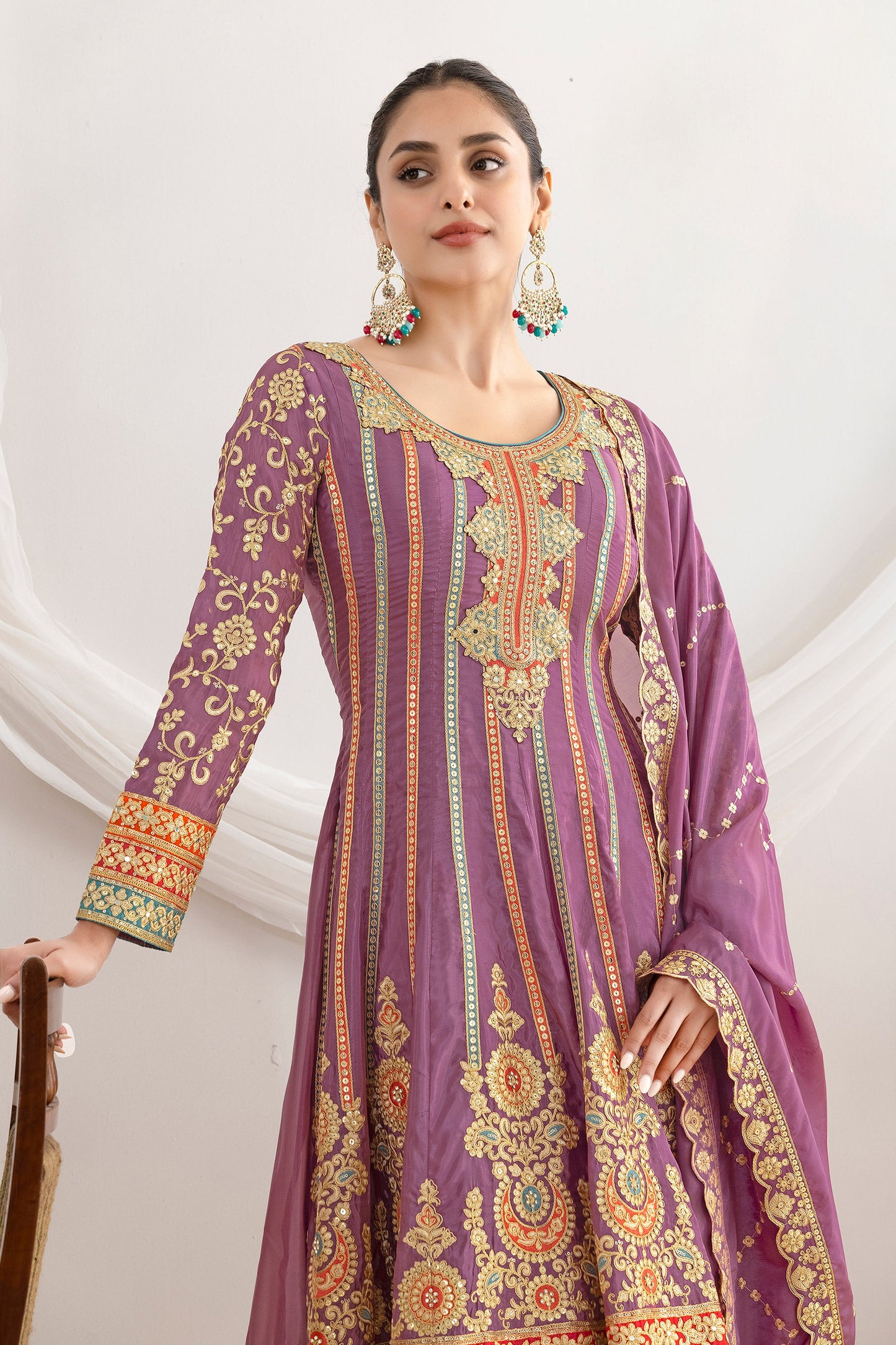 Purple Readymade Embroidered Silk Anarkali Suit-SAR11111_2_SareeButa.com