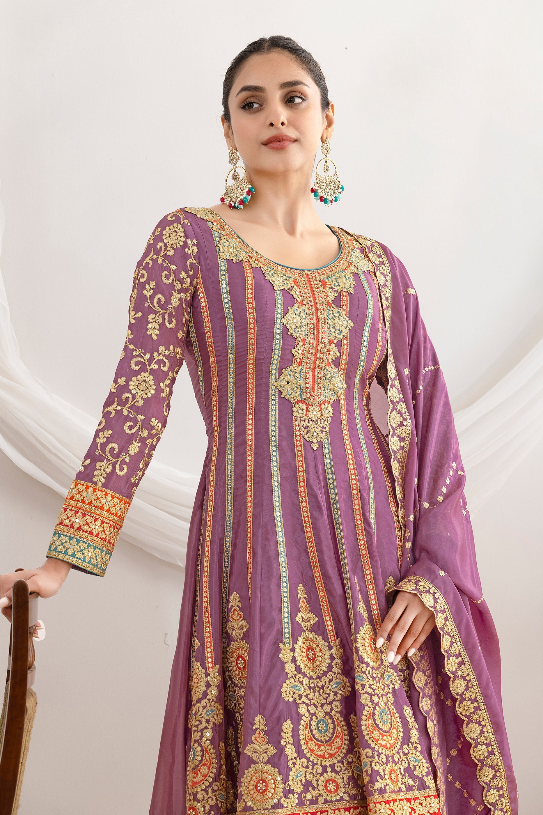 Purple Readymade Embroidered Silk Anarkali Suit-SAR11111_2_SareeButa.com