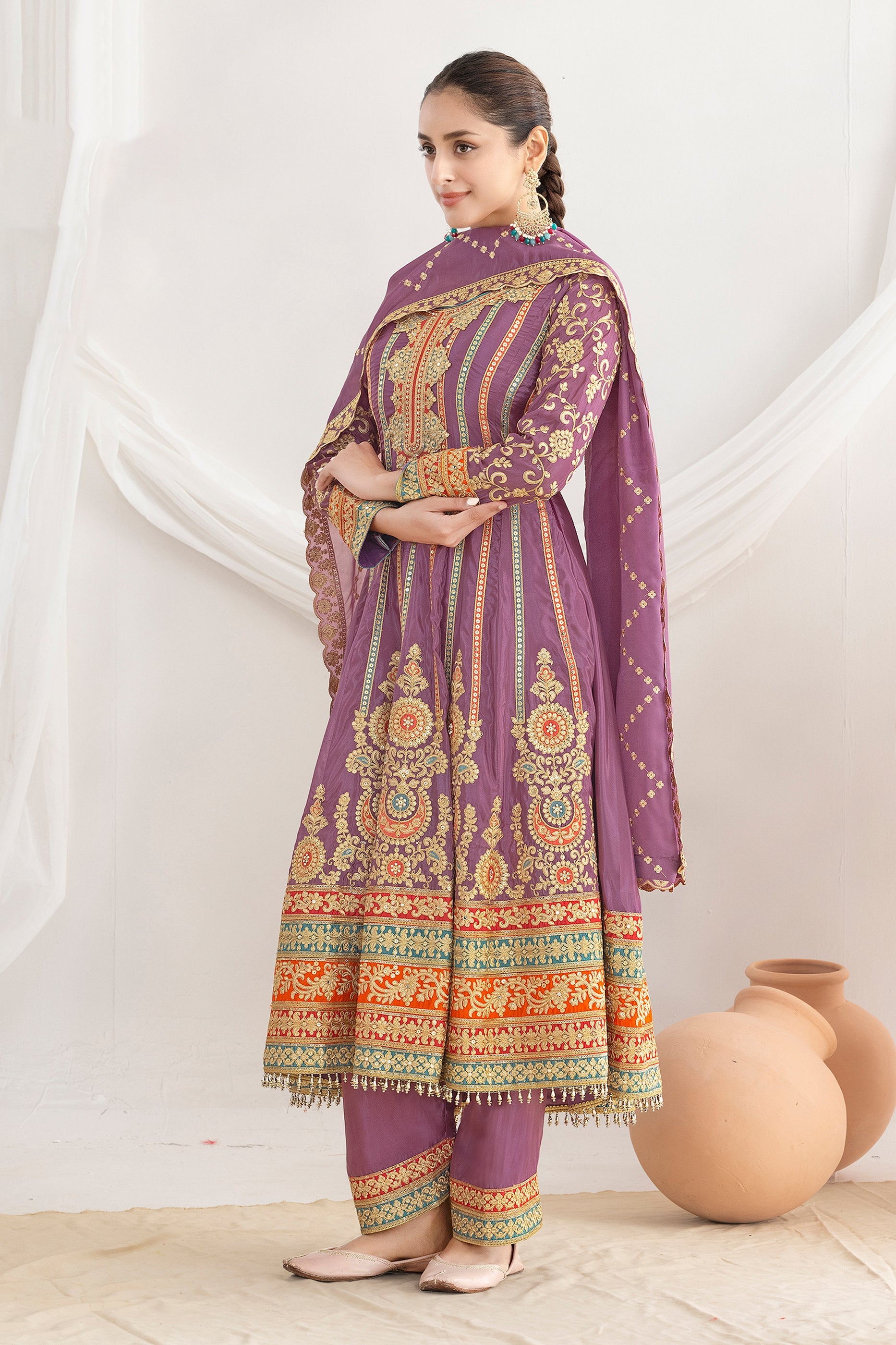 Purple Readymade Embroidered Silk Anarkali Suit-SAR11111_3_SareeButa.com