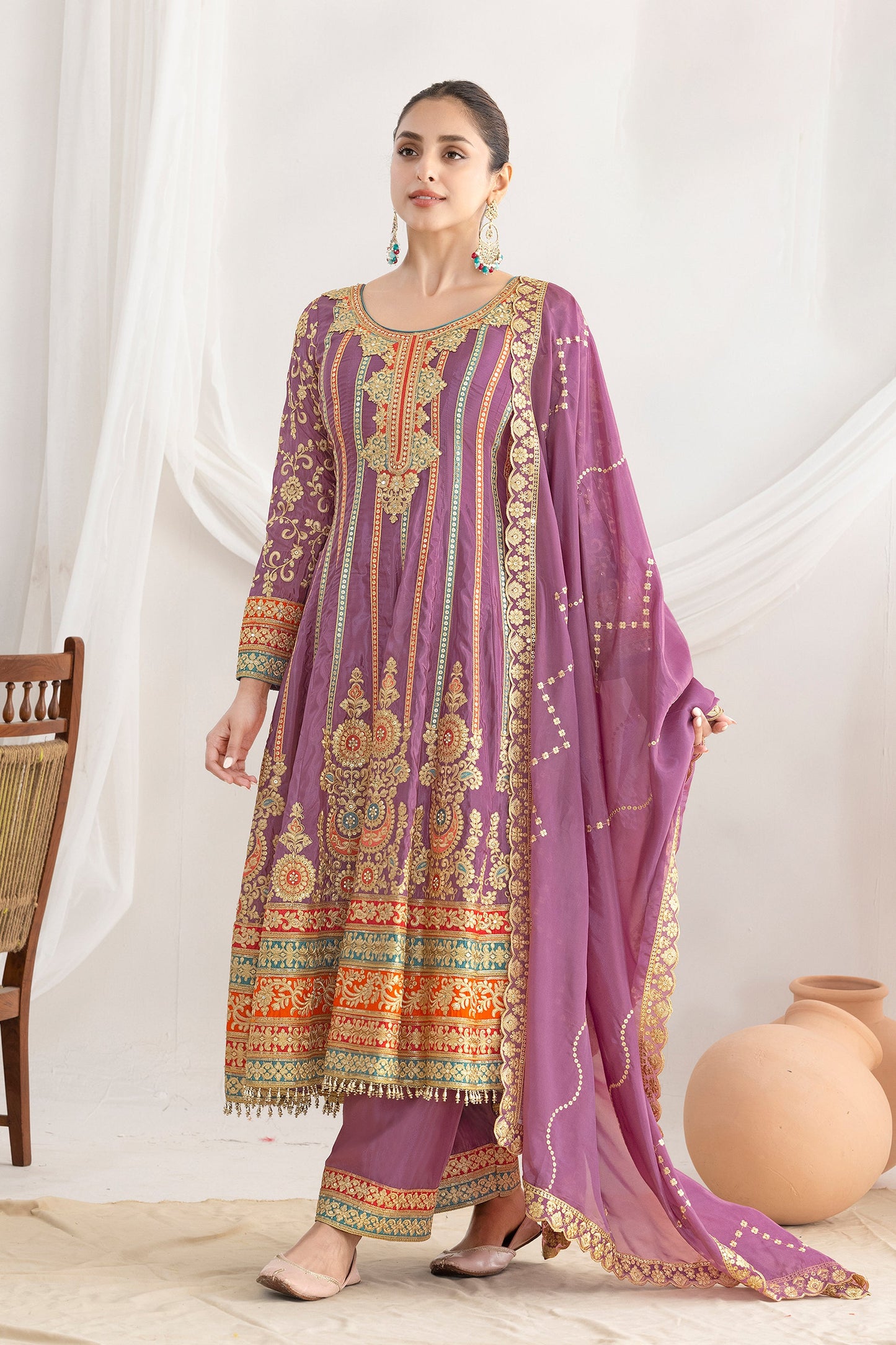 Purple Readymade Embroidered Silk Anarkali Suit-SAR11111_4_SareeButa.com