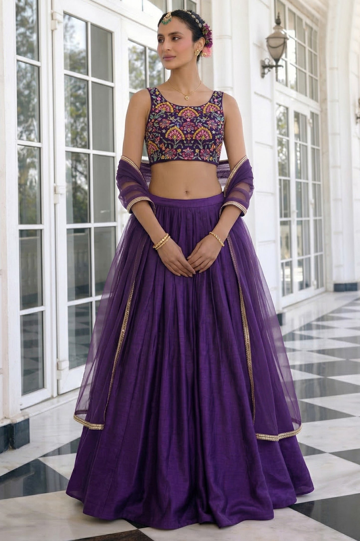 Purple Readymade Embroidered Silk Lehenga-SAR12769_1_SareeButa.com