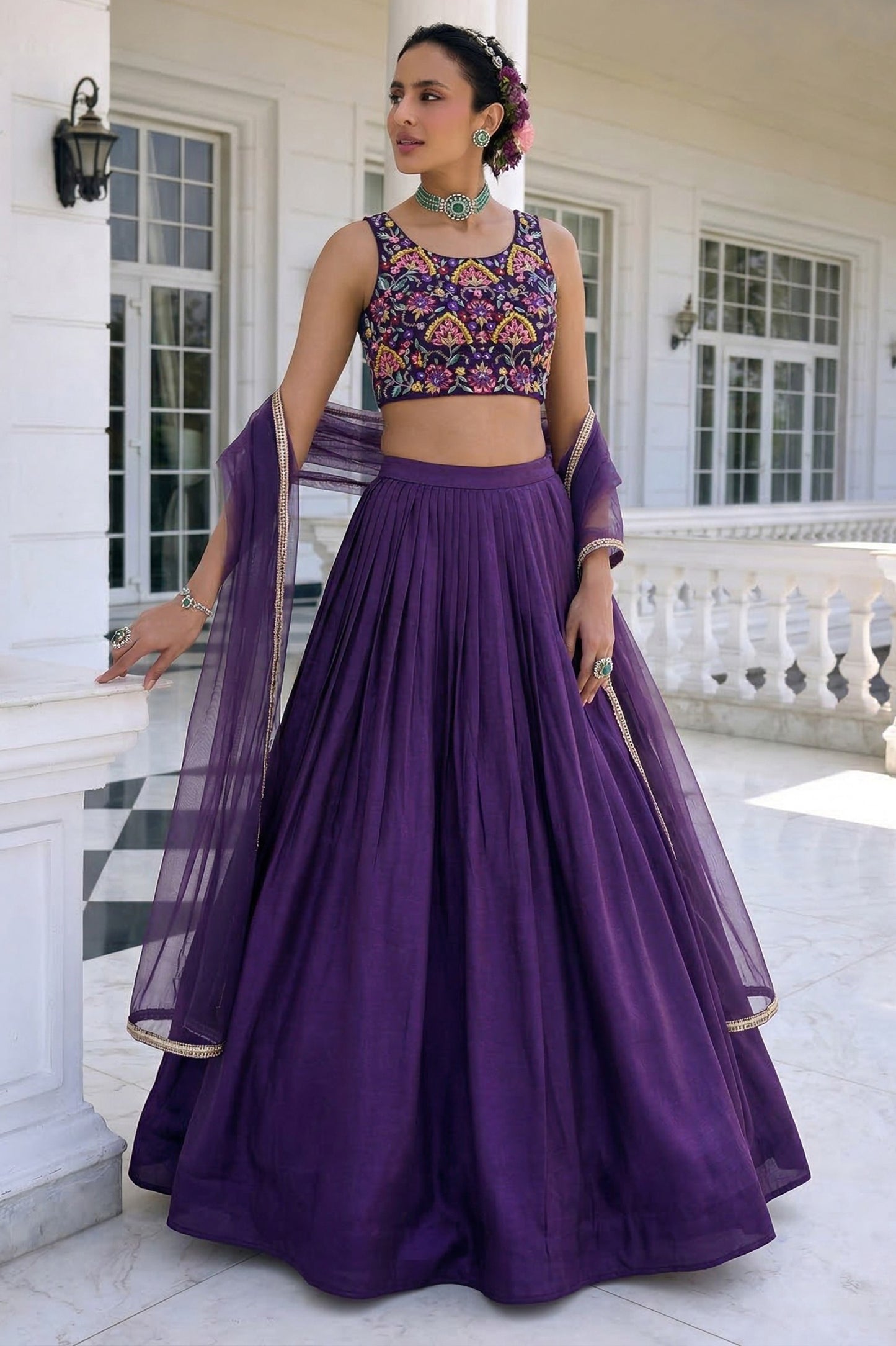 Purple Readymade Embroidered Silk Lehenga-SAR12769_2_SareeButa.com