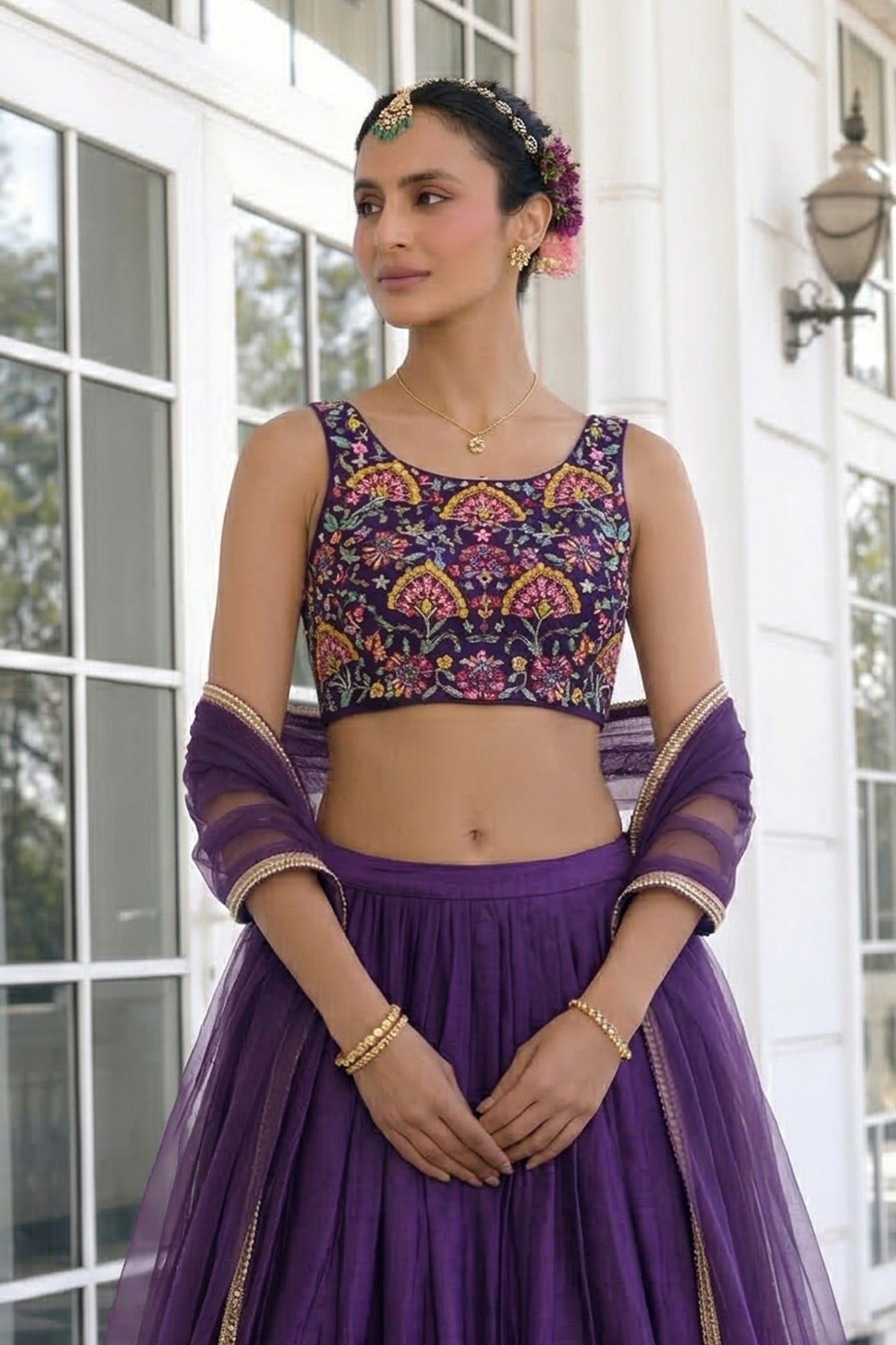 Purple Readymade Embroidered Silk Lehenga-SAR12769_4_SareeButa.com