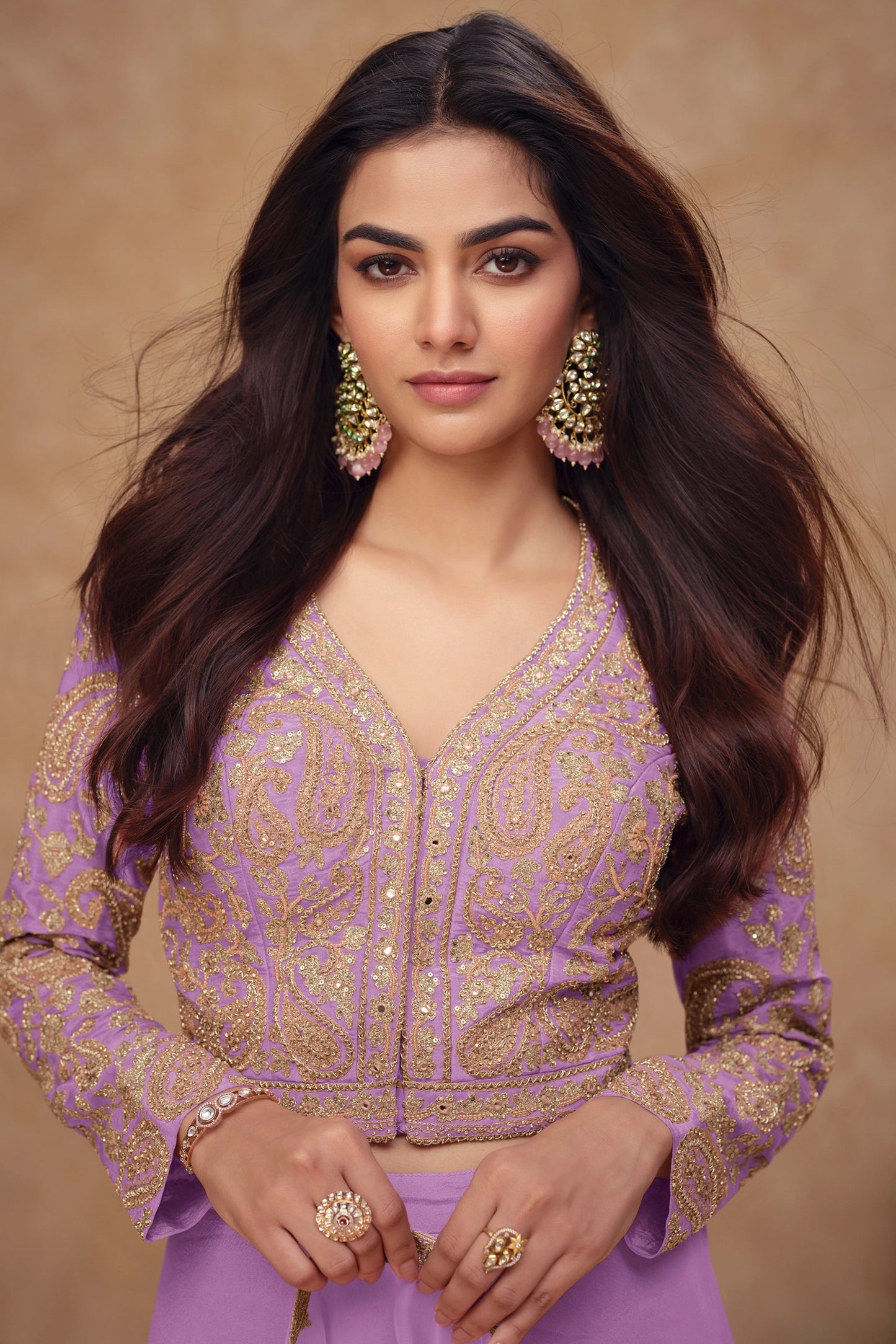 Purple Readymade Embroidered Silk Palazzo Set-SAR10521_2_SareeButa.com