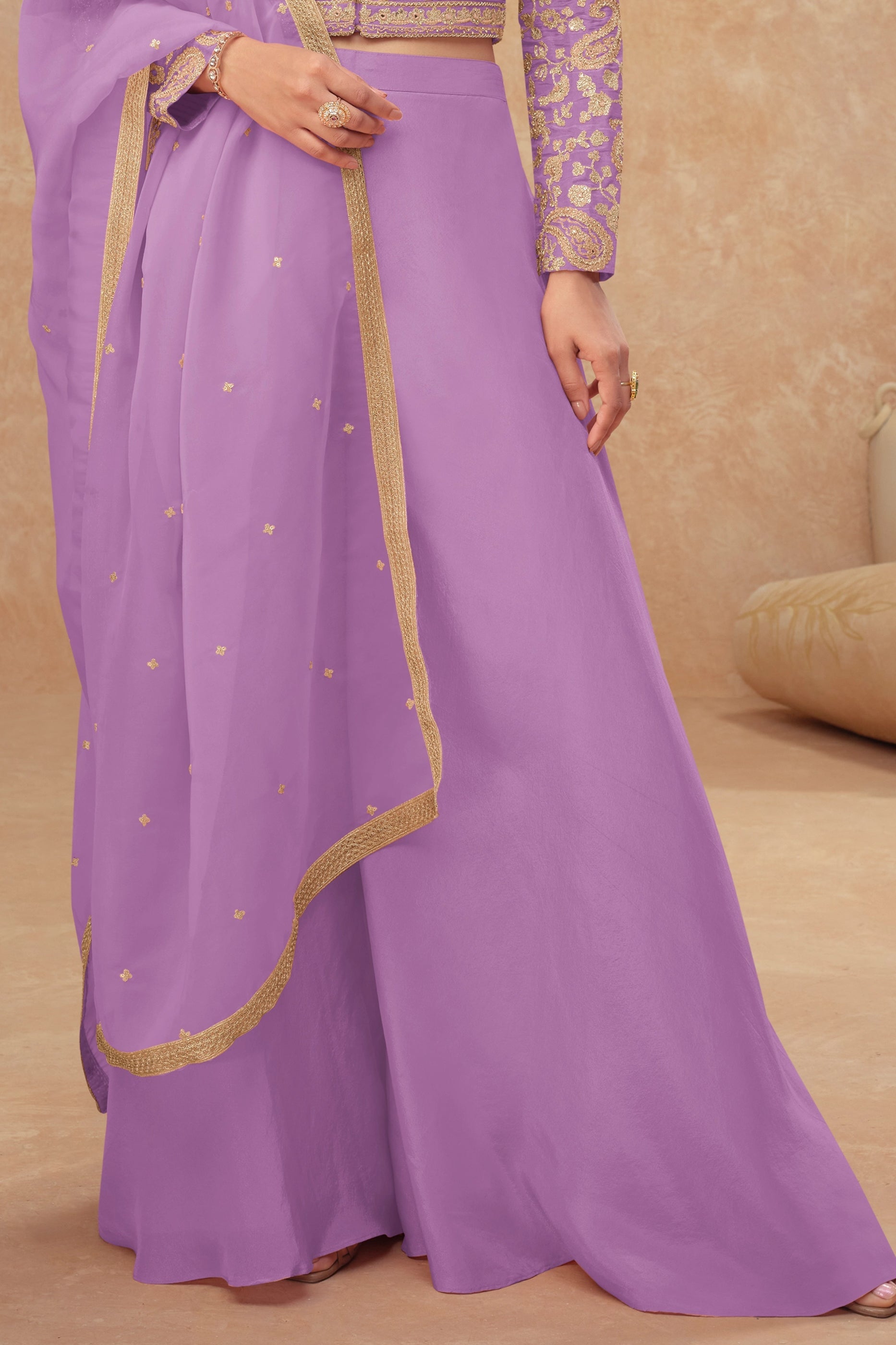 Purple Readymade Embroidered Silk Palazzo Set-SAR10521_4_SareeButa.com