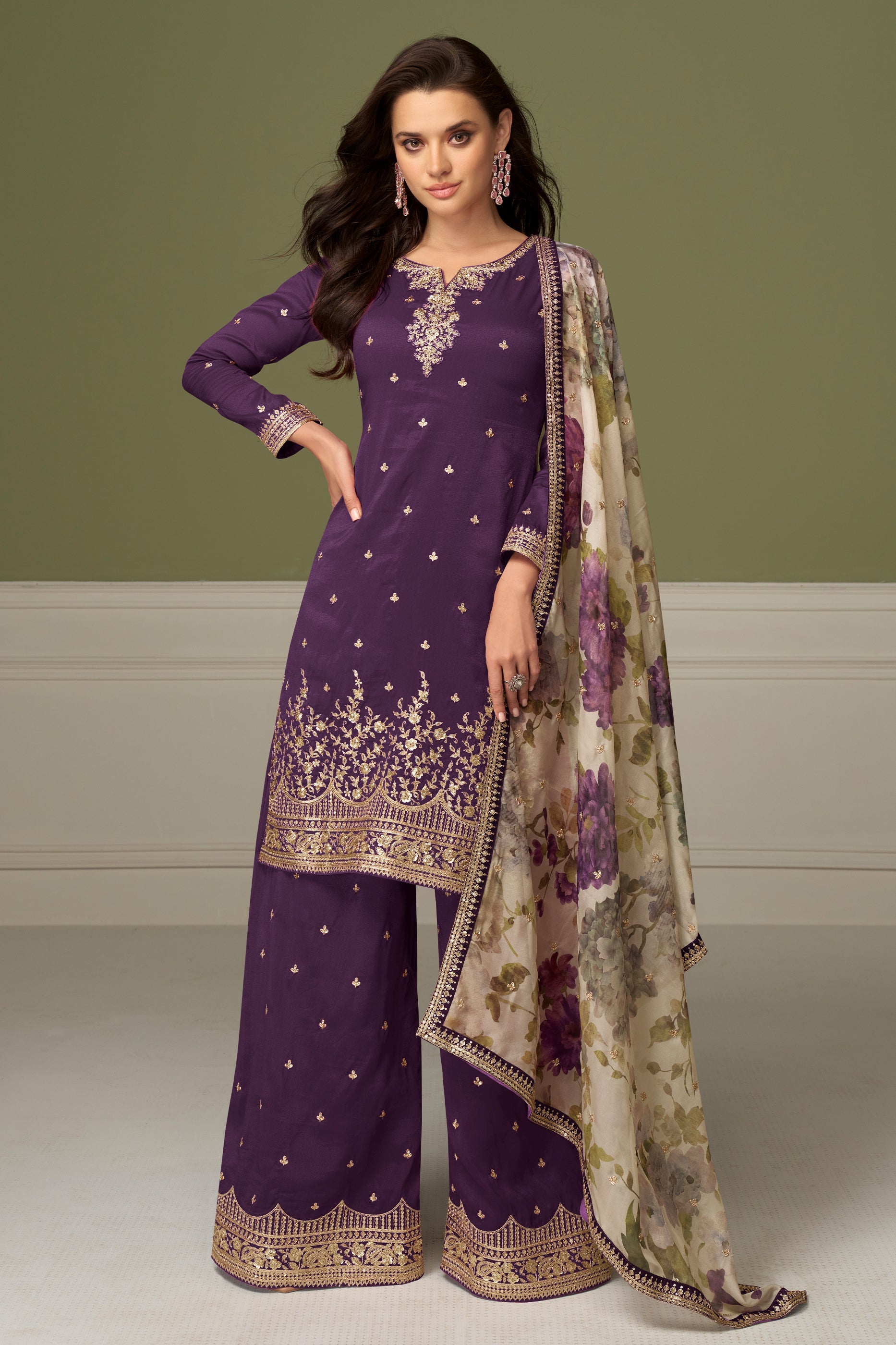 Purple Readymade Embroidered Silk Suit-SAR10504_1_SareeButa.com