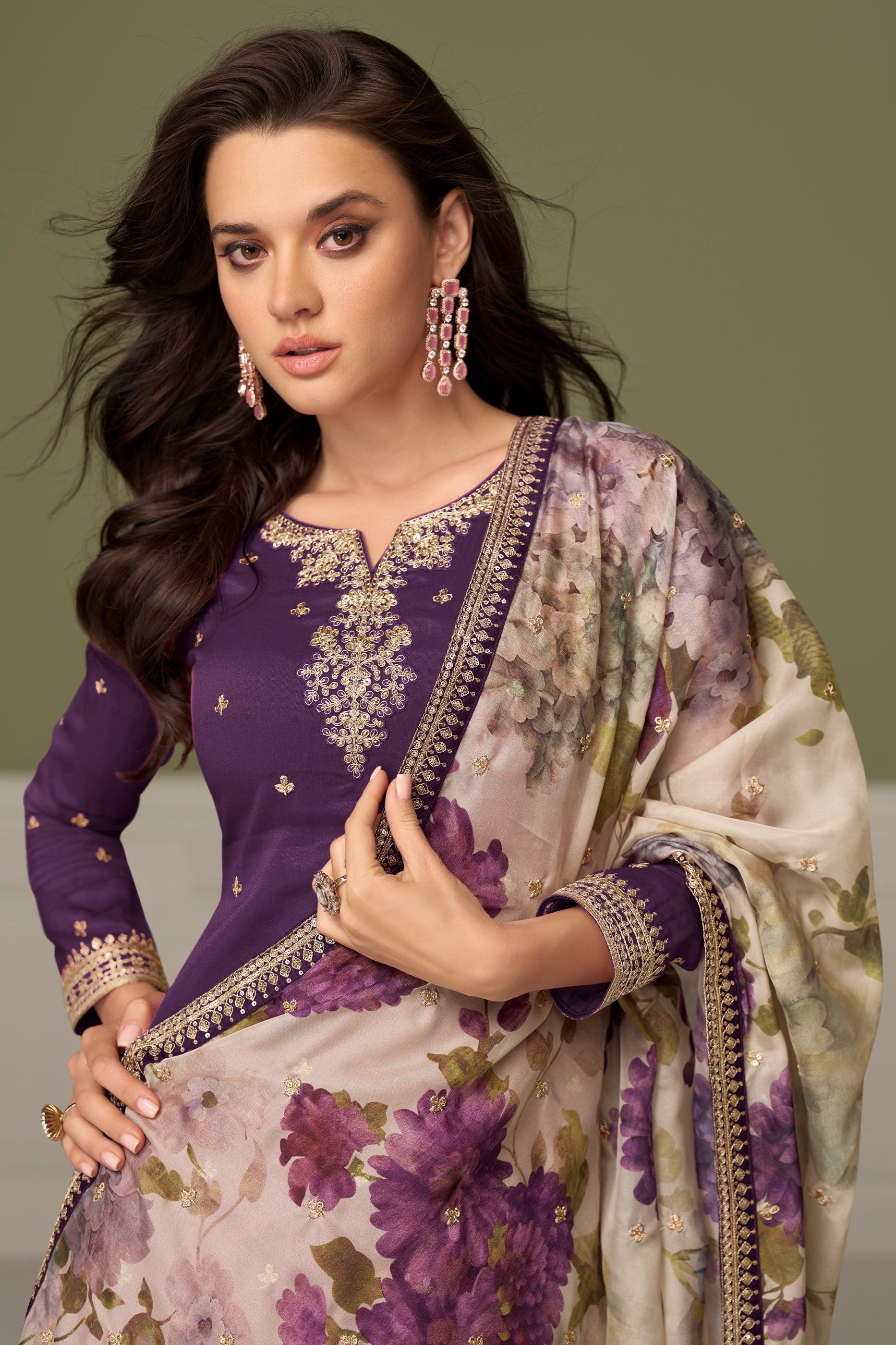Purple Readymade Embroidered Silk Suit-SAR10504_2_SareeButa.com