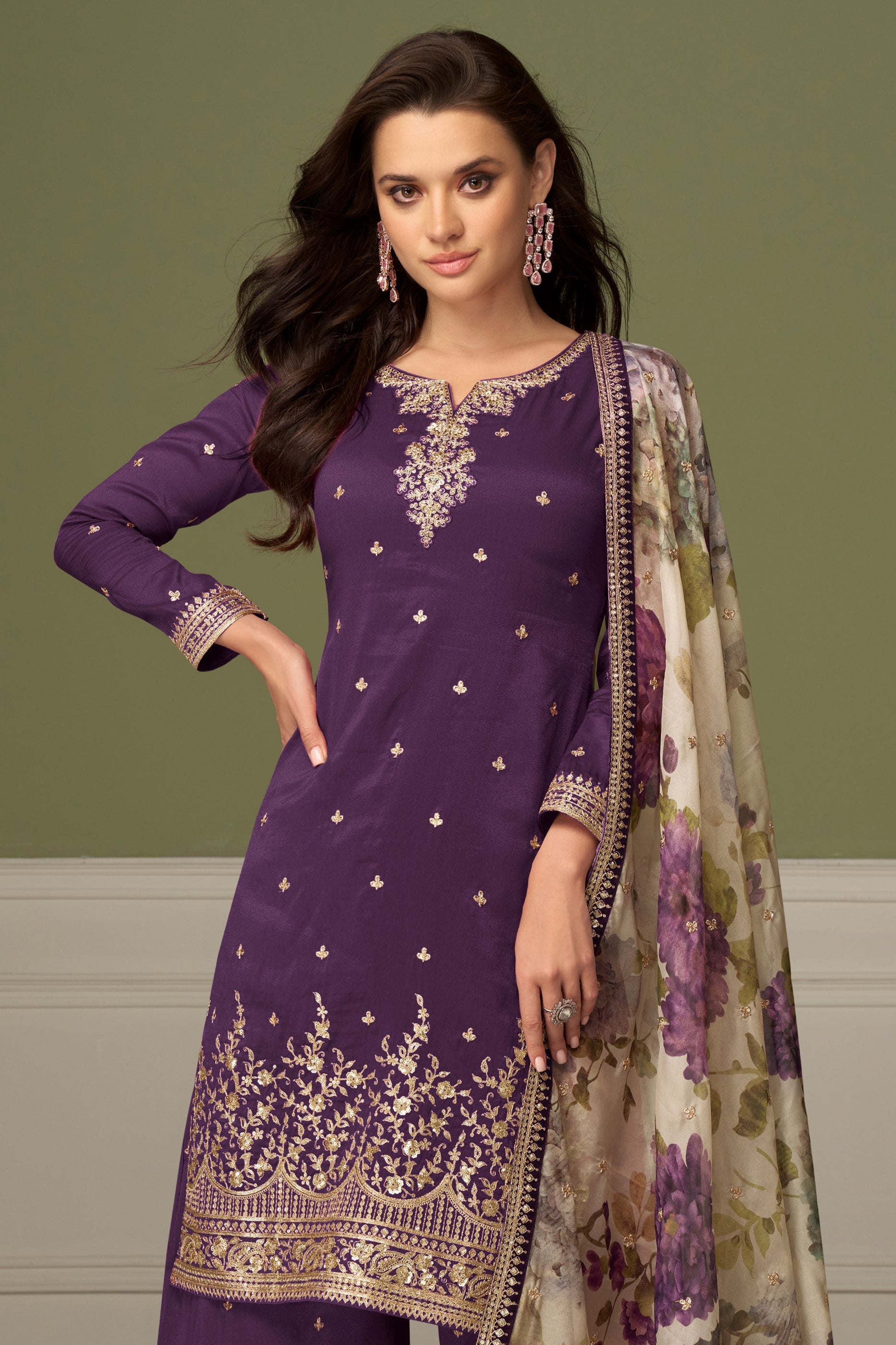 Purple Readymade Embroidered Silk Suit-SAR10504_3_SareeButa.com