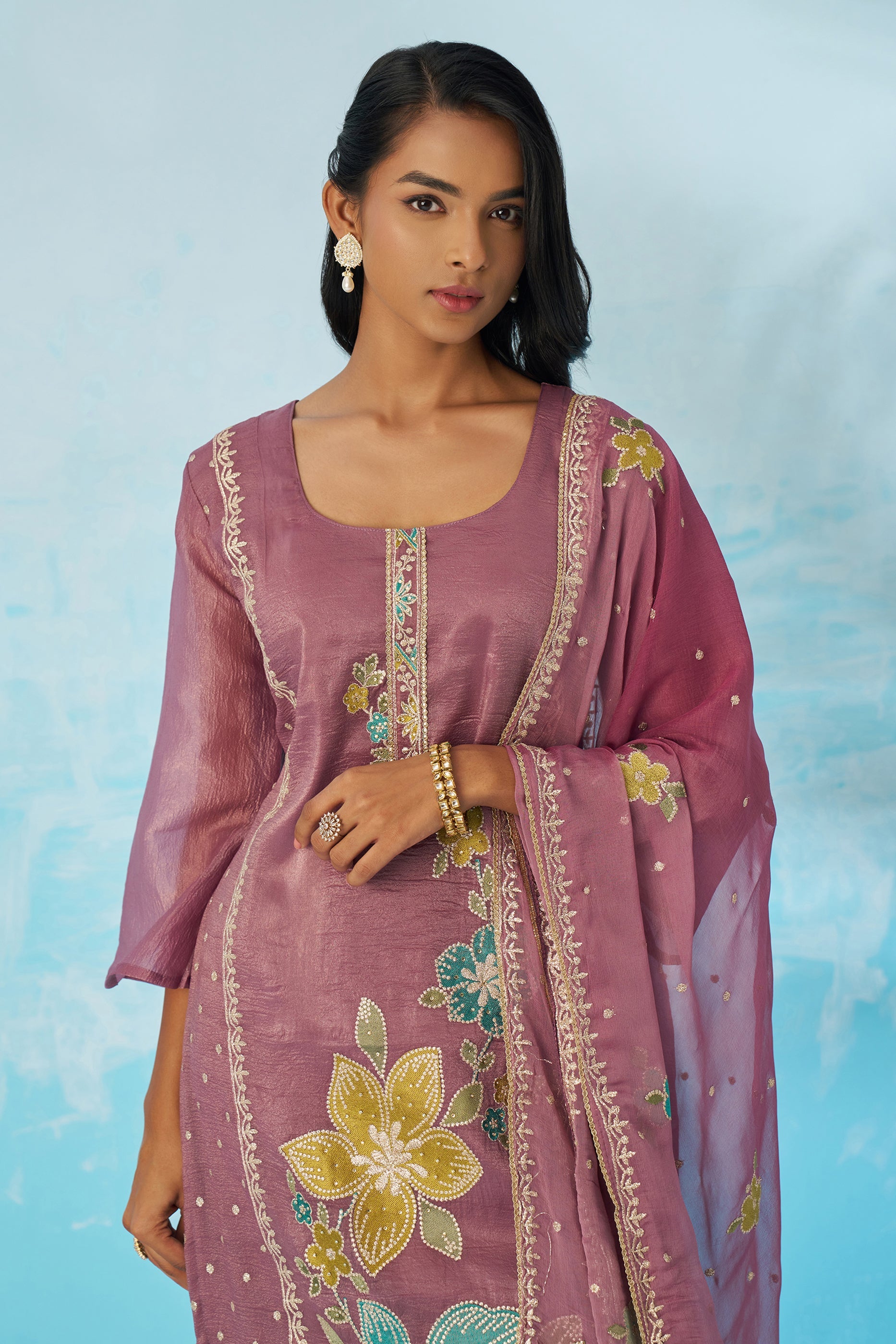 Purple Readymade Embroidered Silk Suit-SAR11646_2_SareeButa.com
