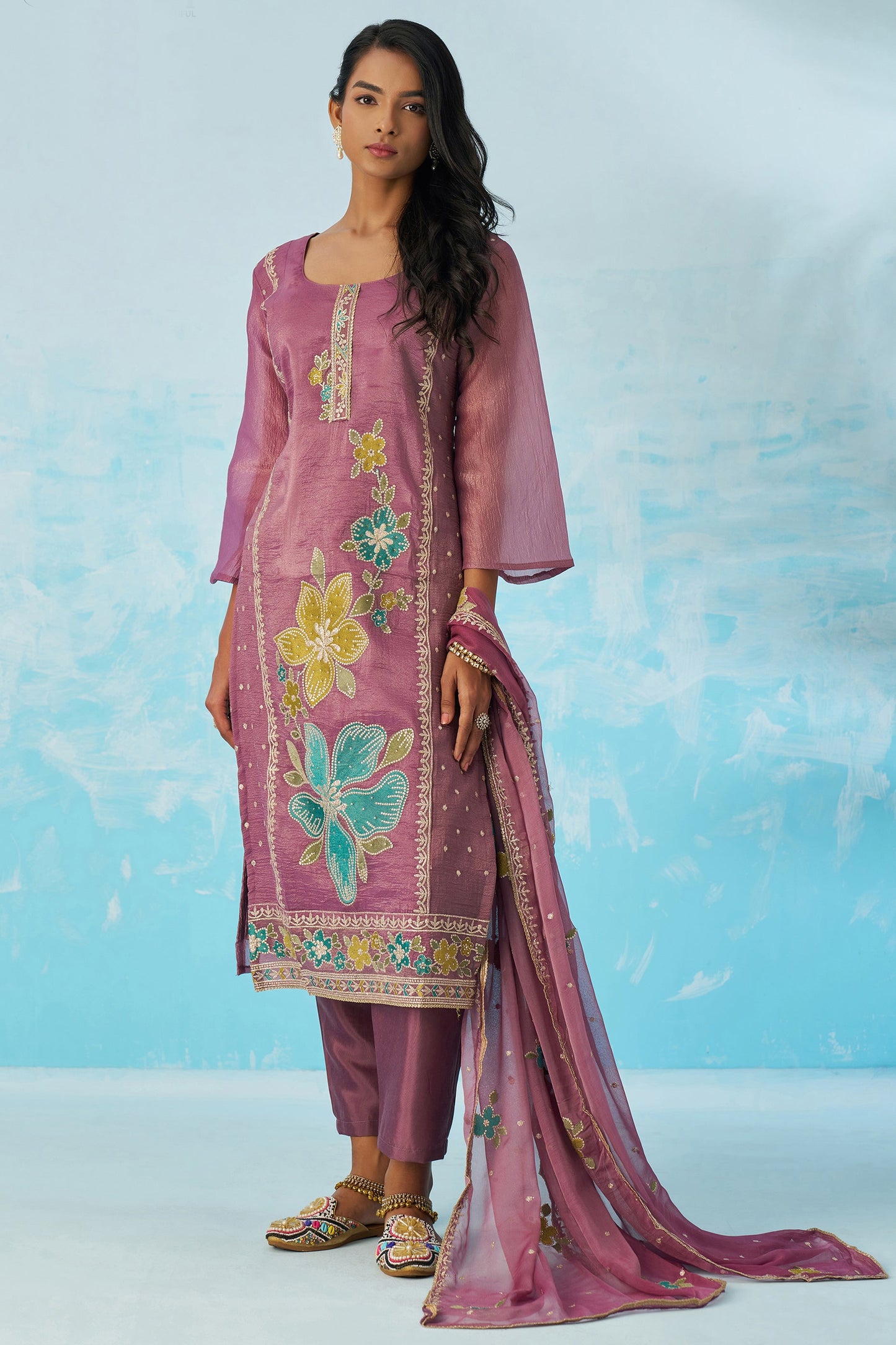 Purple Readymade Embroidered Silk Suit-SAR11646_3_SareeButa.com