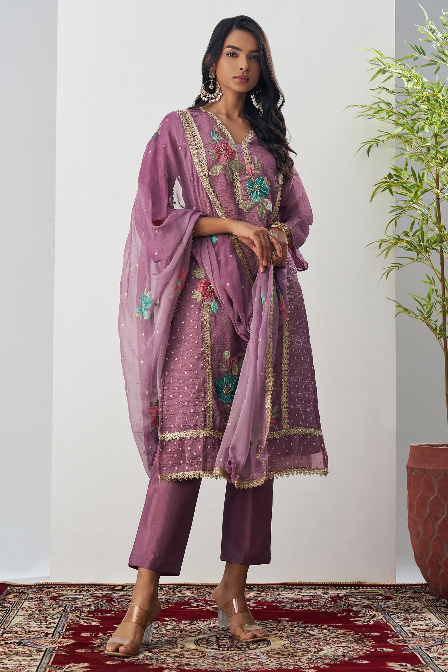 Purple Readymade Embroidered Silk Suit-SAR11650_1_SareeButa.com