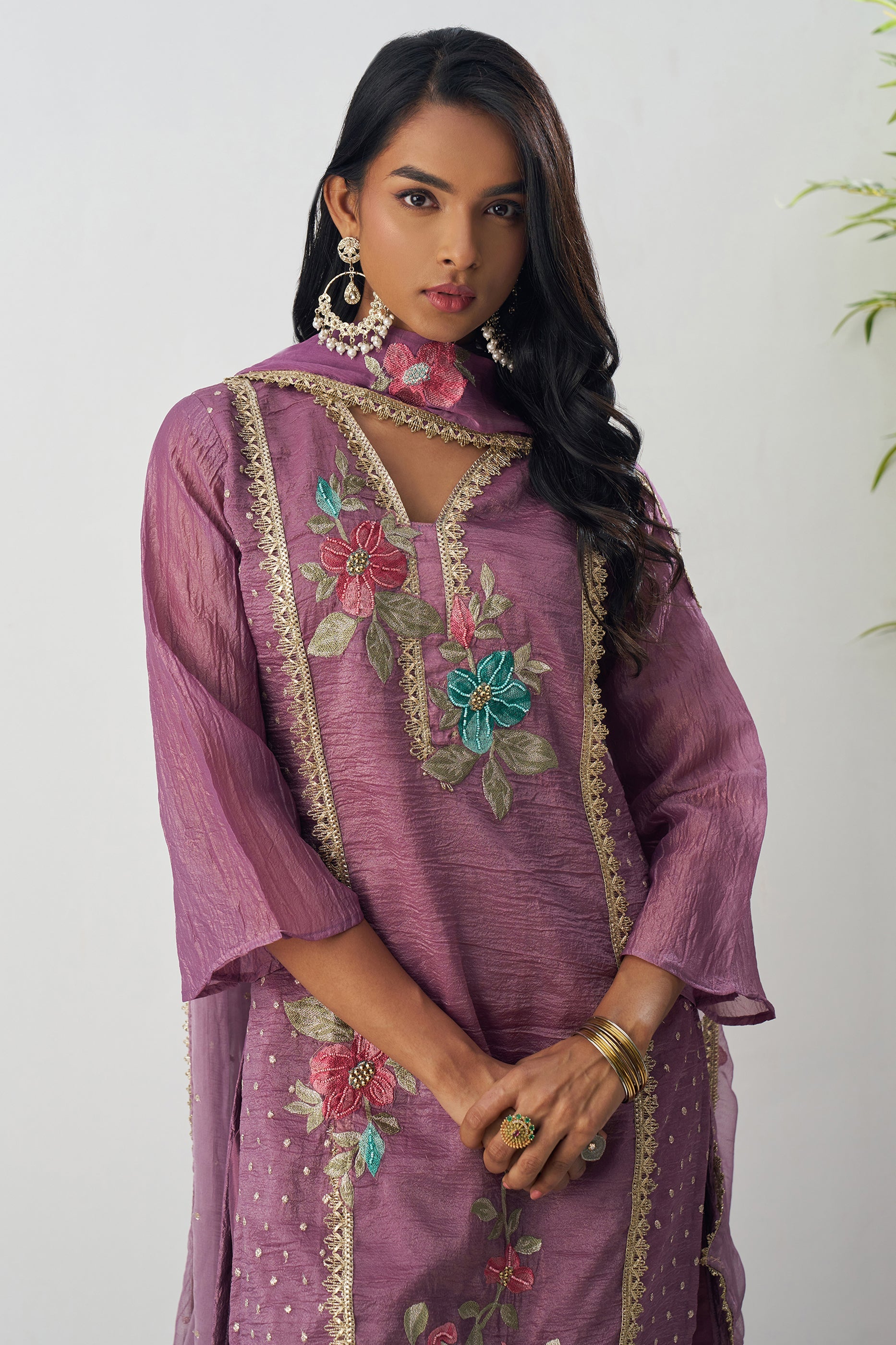 Purple Readymade Embroidered Silk Suit-SAR11650_2_SareeButa.com