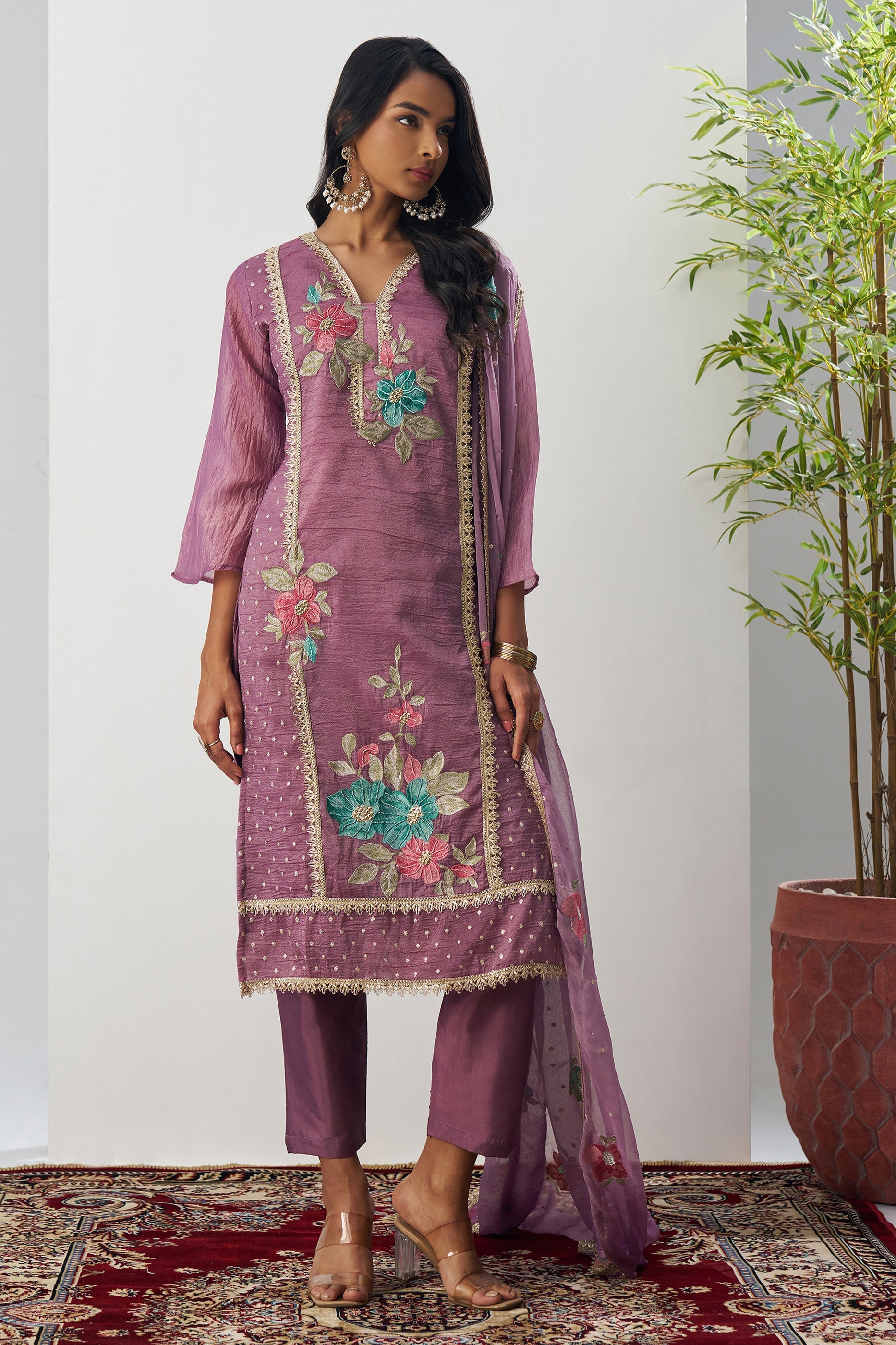 Purple Readymade Embroidered Silk Suit-SAR11650_4_SareeButa.com