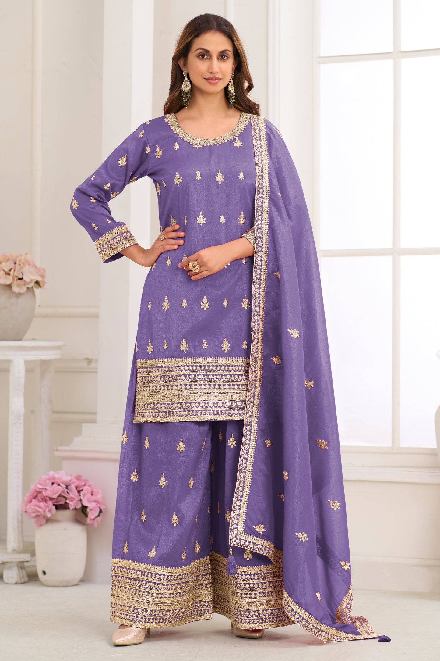 Purple Readymade Embroidered Simar SIlk Suit-SAR12227_1_SareeButa.com