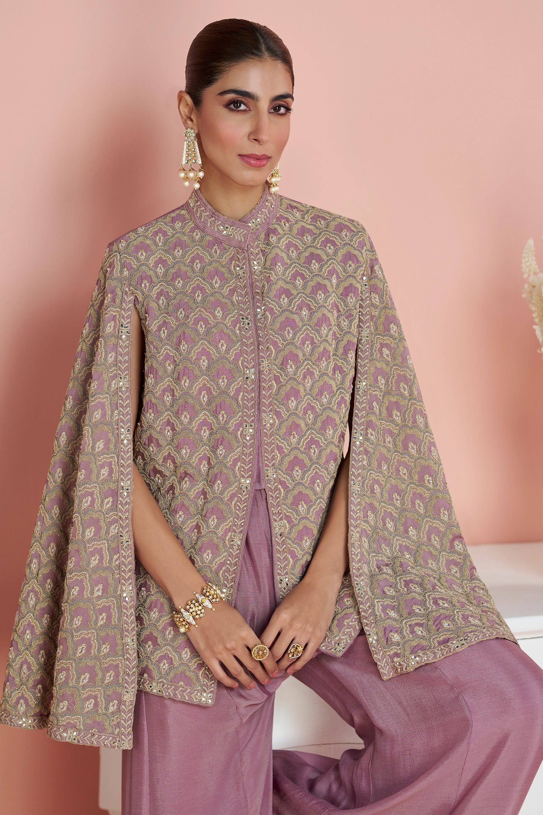 Purple Readymade Embroidered Simar Silk Palazzo Set-SAR10931_3_SareeButa.com