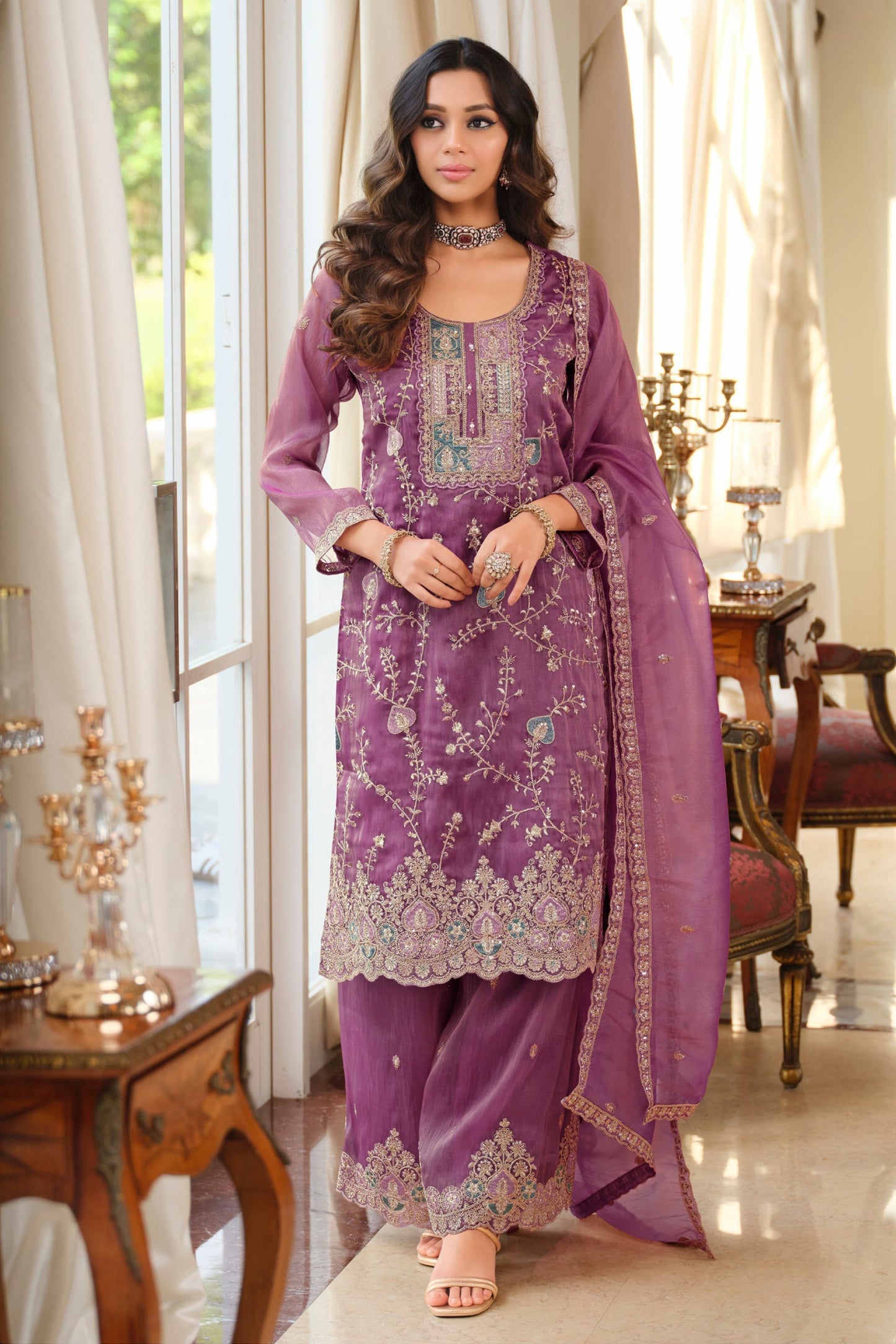 Purple Readymade Embroidered Simar Silk Suit-SAR11988_4_SareeButa.com
