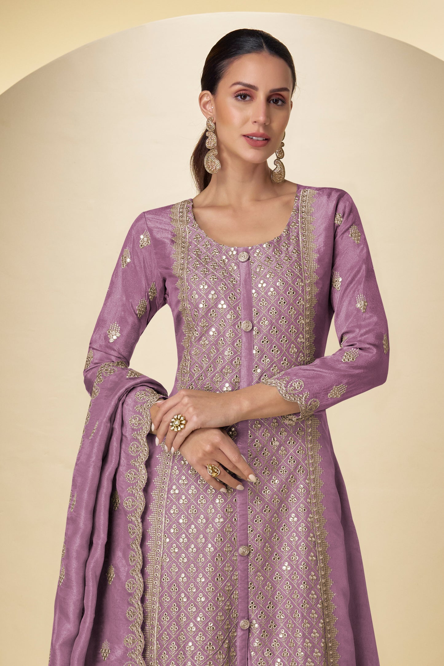 Purple Readymade Embroidered Simar Silk Suit-SAR12231_3_SareeButa.com