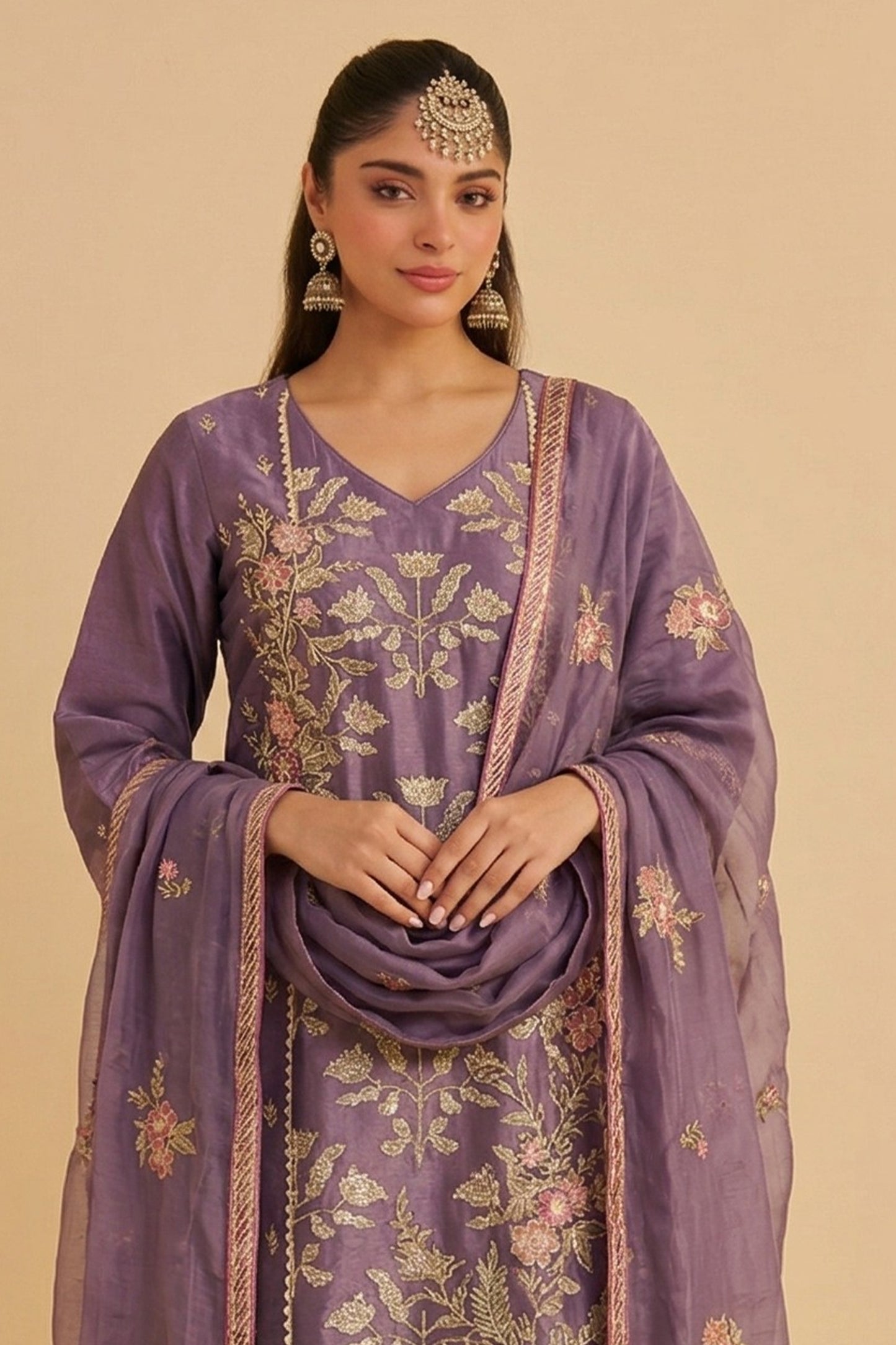 Purple Readymade Embroidered Simar Silk Suit-SAR12757_3_SareeButa.com