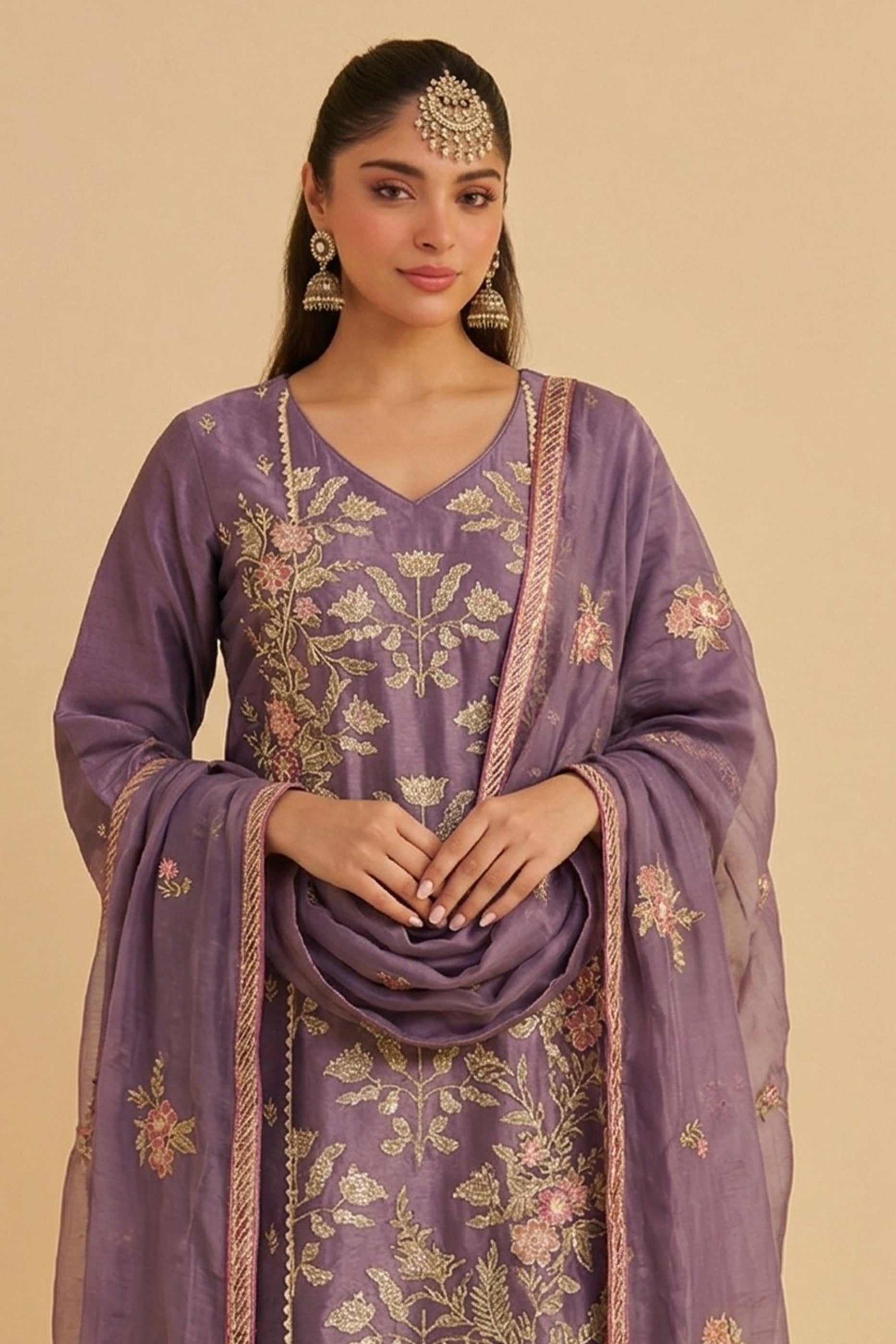 Purple Readymade Embroidered Simar Silk Suit-SAR12757_3_SareeButa.com