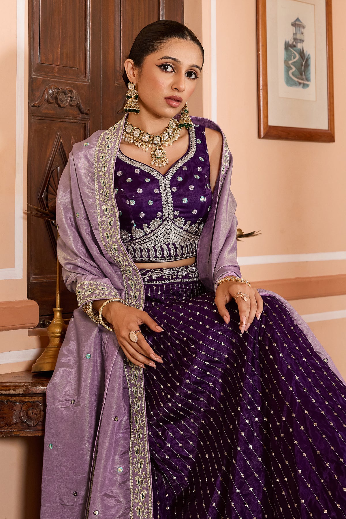 Purple Readymade Embroidered Tissue Silk Lehenga-SAR12859_2_SareeButa.com