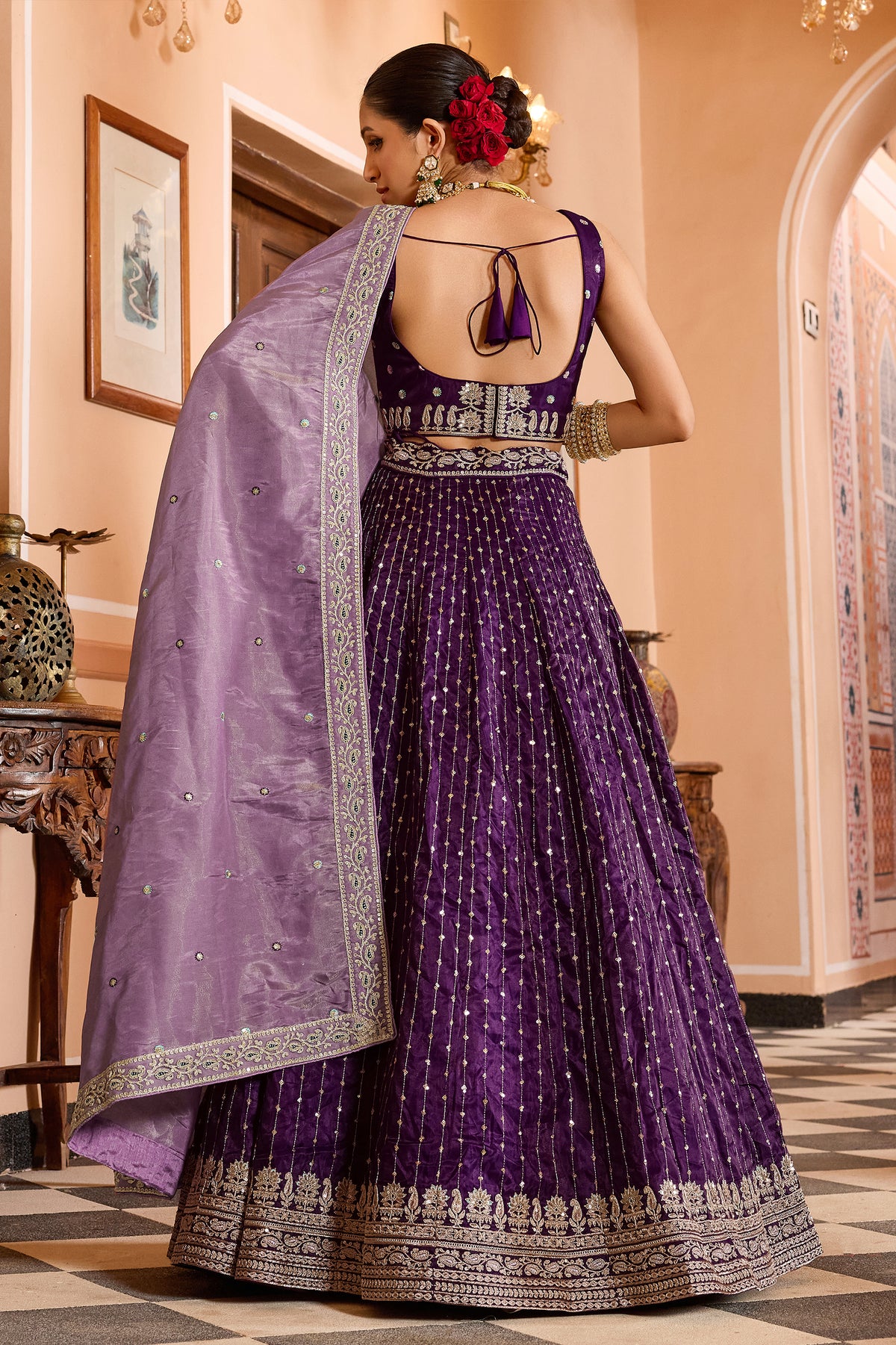 Purple Readymade Embroidered Tissue Silk Lehenga-SAR12859_3_SareeButa.com