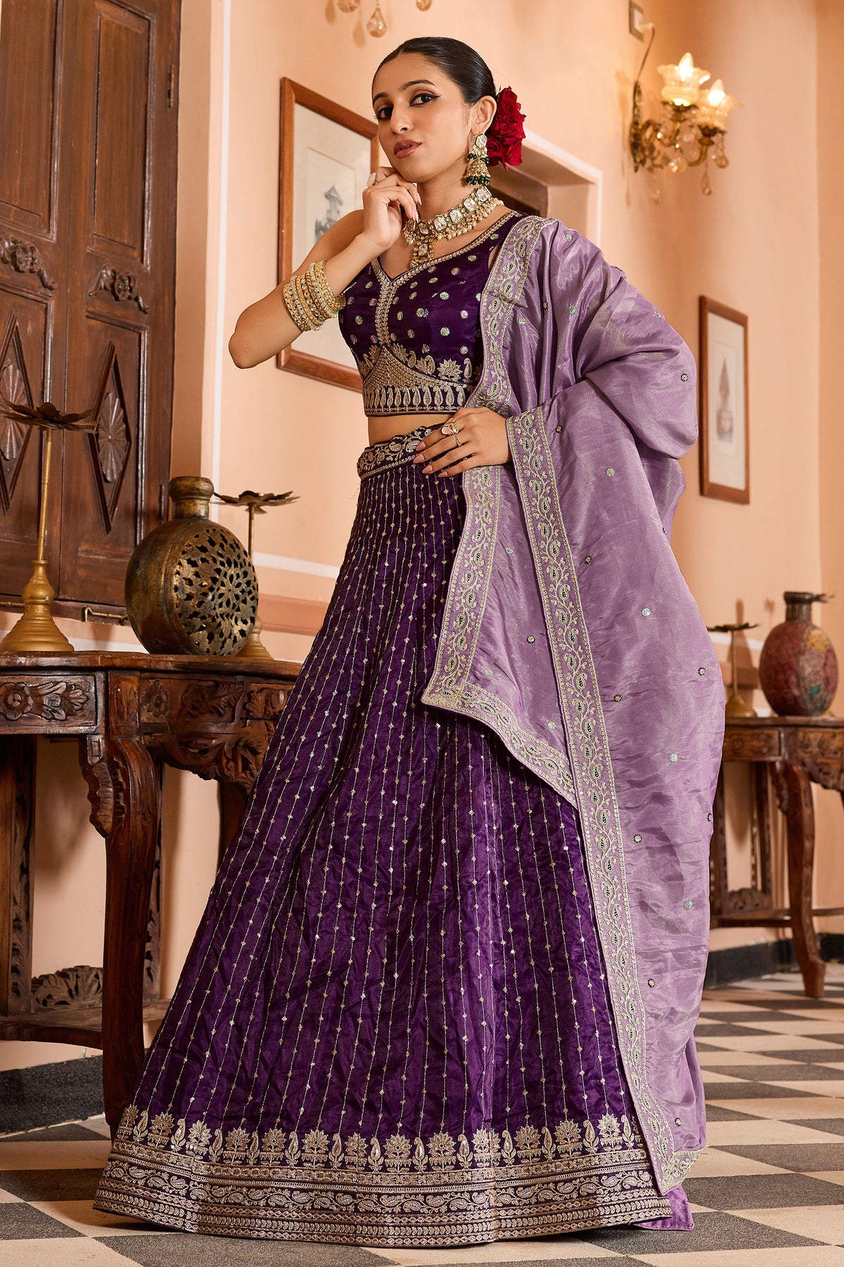 Purple Readymade Embroidered Tissue Silk Lehenga-SAR12859_6_SareeButa.com