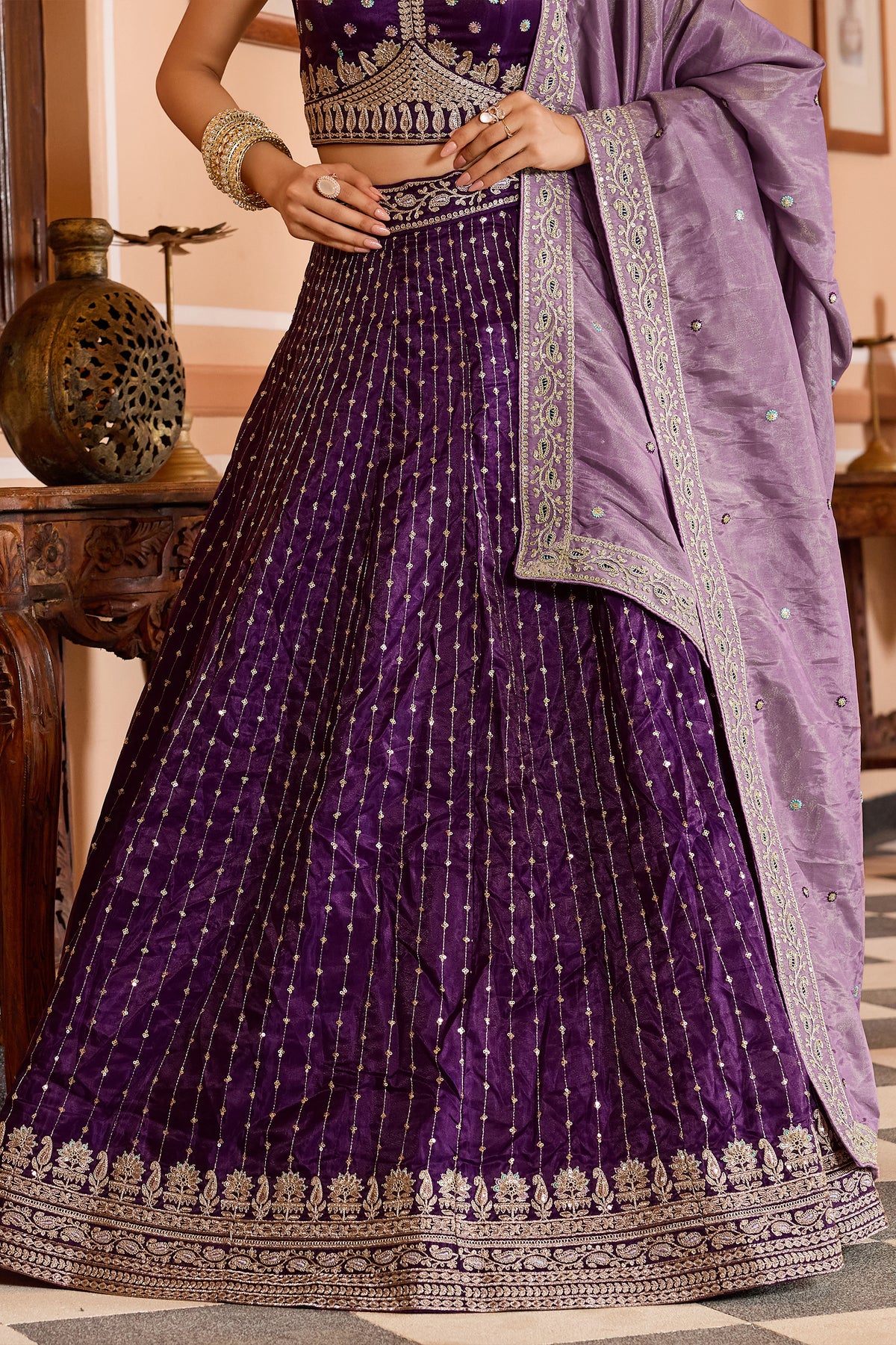 Purple Readymade Embroidered Tissue Silk Lehenga-SAR12859_7_SareeButa.com