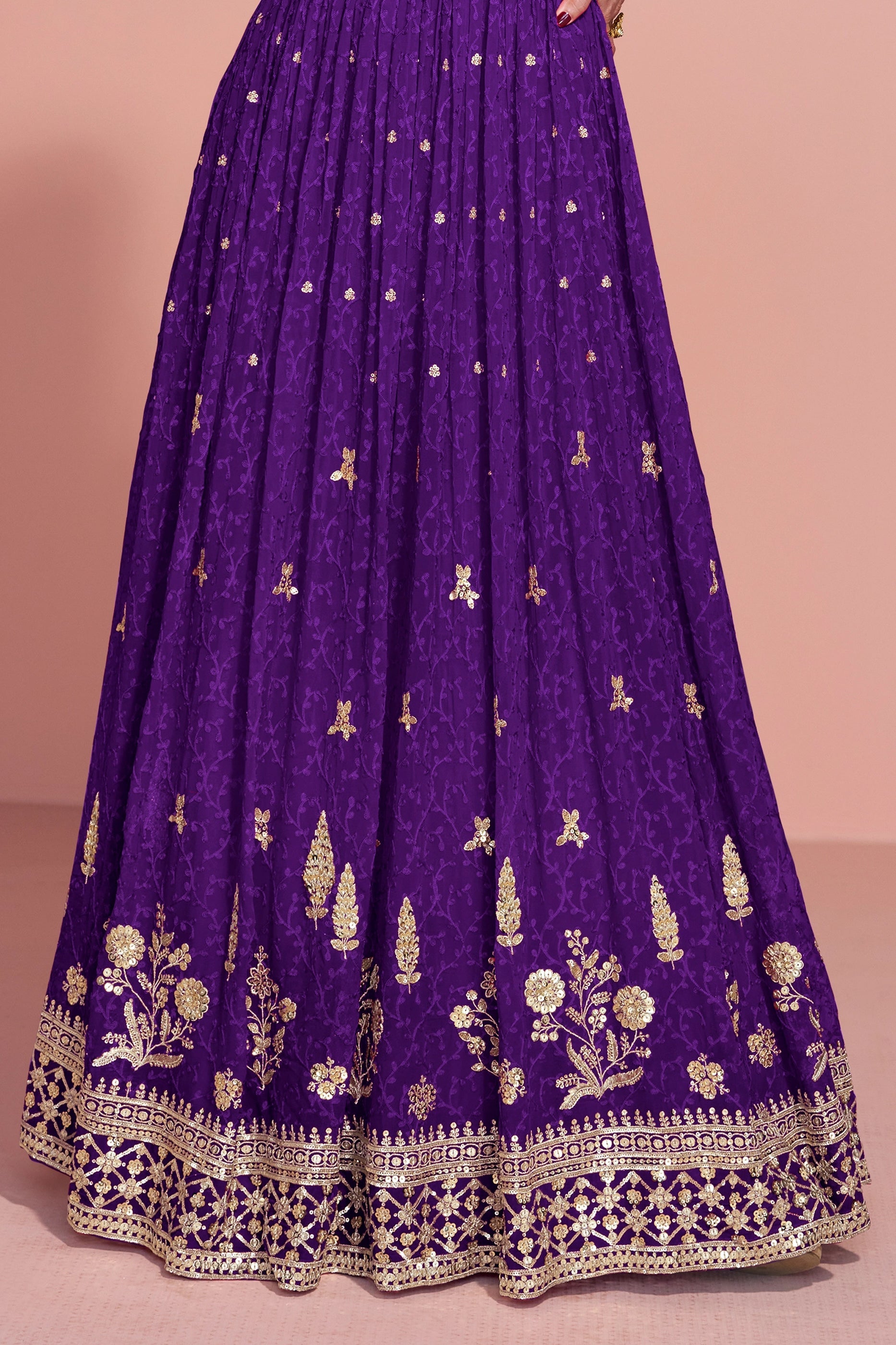 Purple Readymade Georgette Gown With Dupatta-SAR10925_4_SareeButa.com