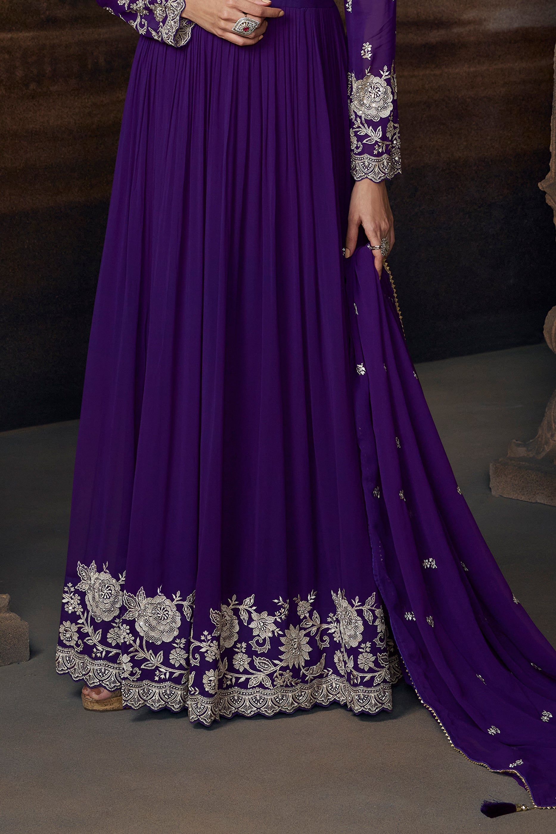 Purple Readymade Georgette Gown With Dupatta-SAR11551_5_SareeButa.com