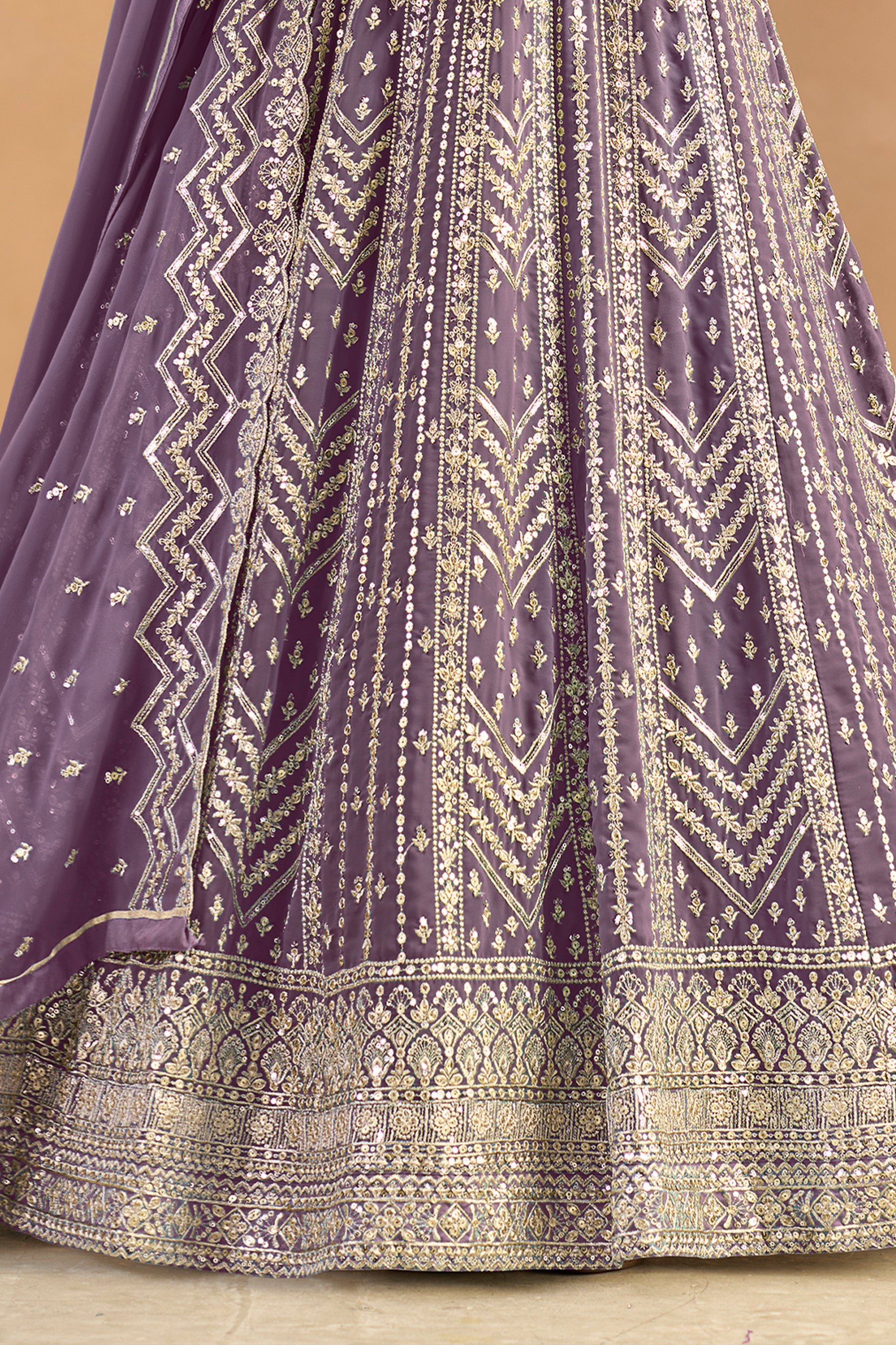 Purple Readymade Georgette Gown With Dupatta-SAR12489_5_SareeButa.com