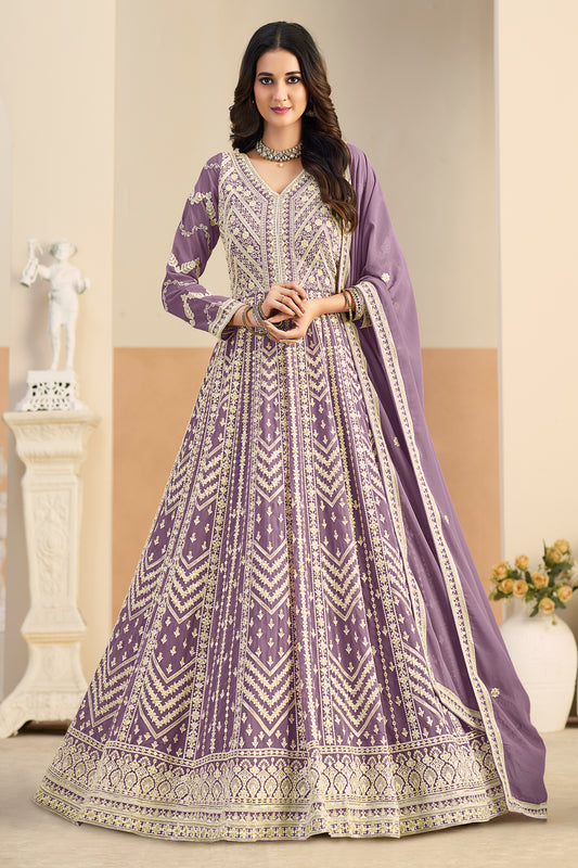 Purple Readymade Georgette Gown With Dupatta-SAR12493_1_SareeButa.com