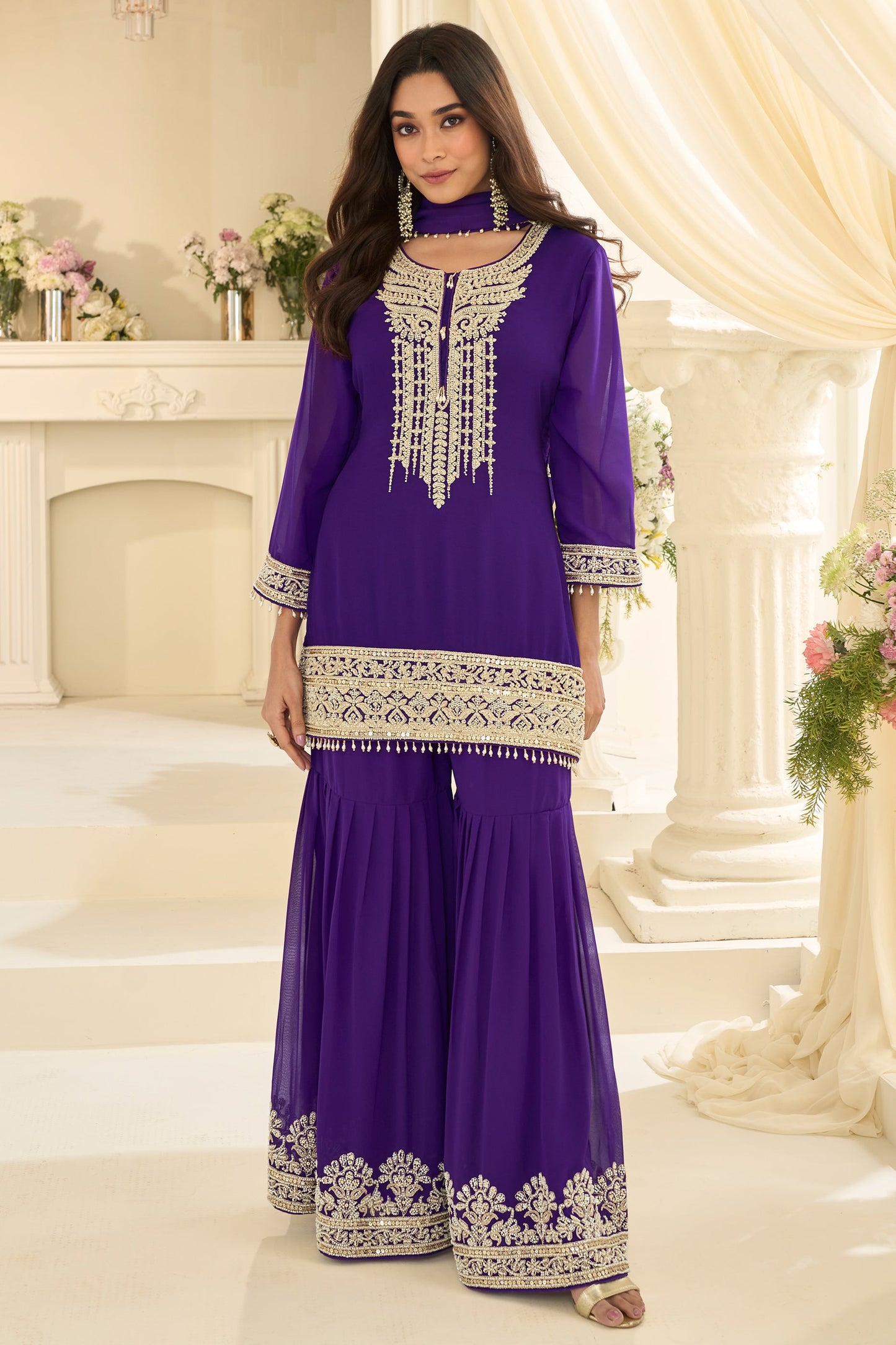 Purple Readymade Georgette Sharara Suit-SAR12132_1_SareeButa.com