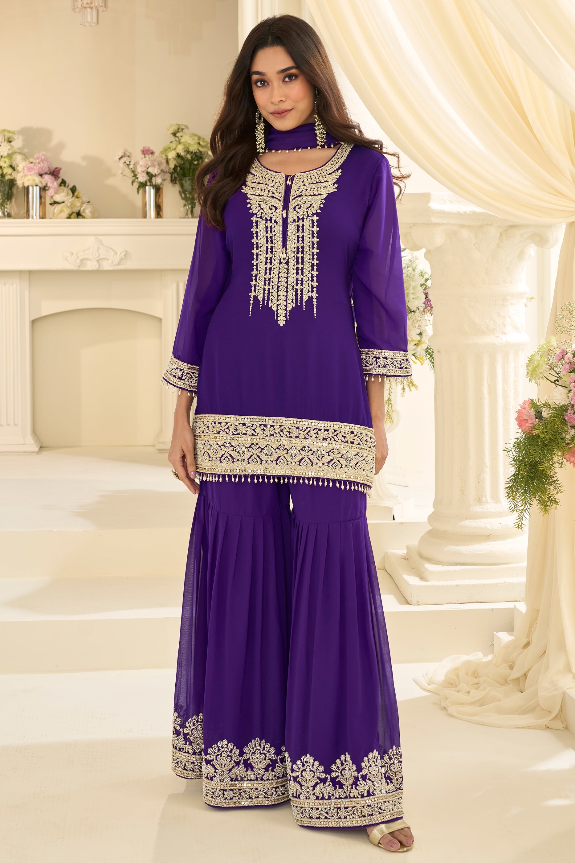 Purple Readymade Georgette Sharara Suit-SAR12132_1_SareeButa.com