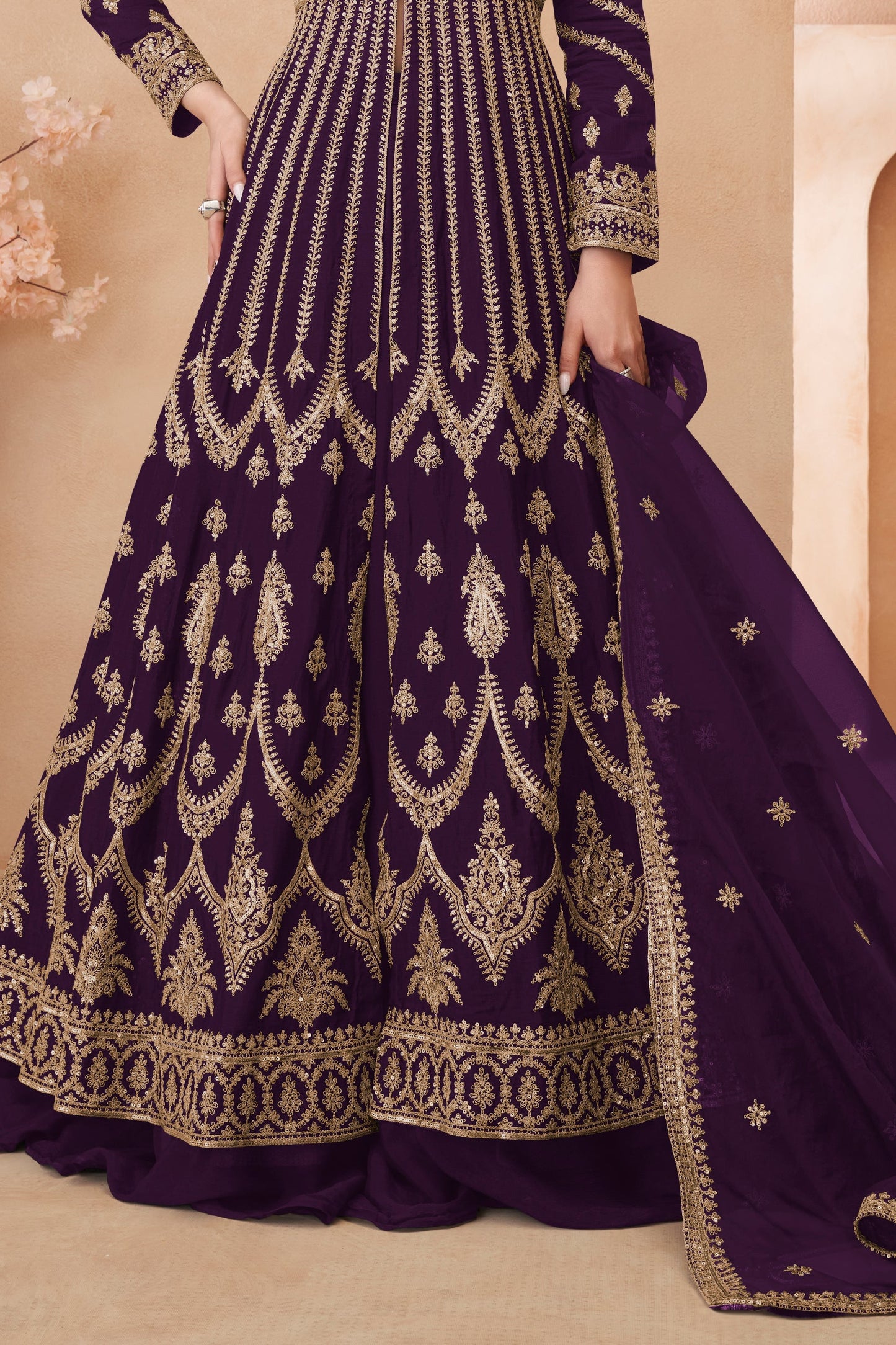 Purple Readymade Heavy Work Chinon Skirt Suit-SS619_4_SareeButa.com