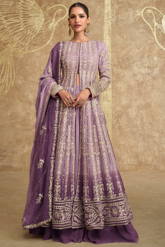 Purple Readymade Heavy Work Georgette Skirt Suit-SS615_1_SareeButa.com