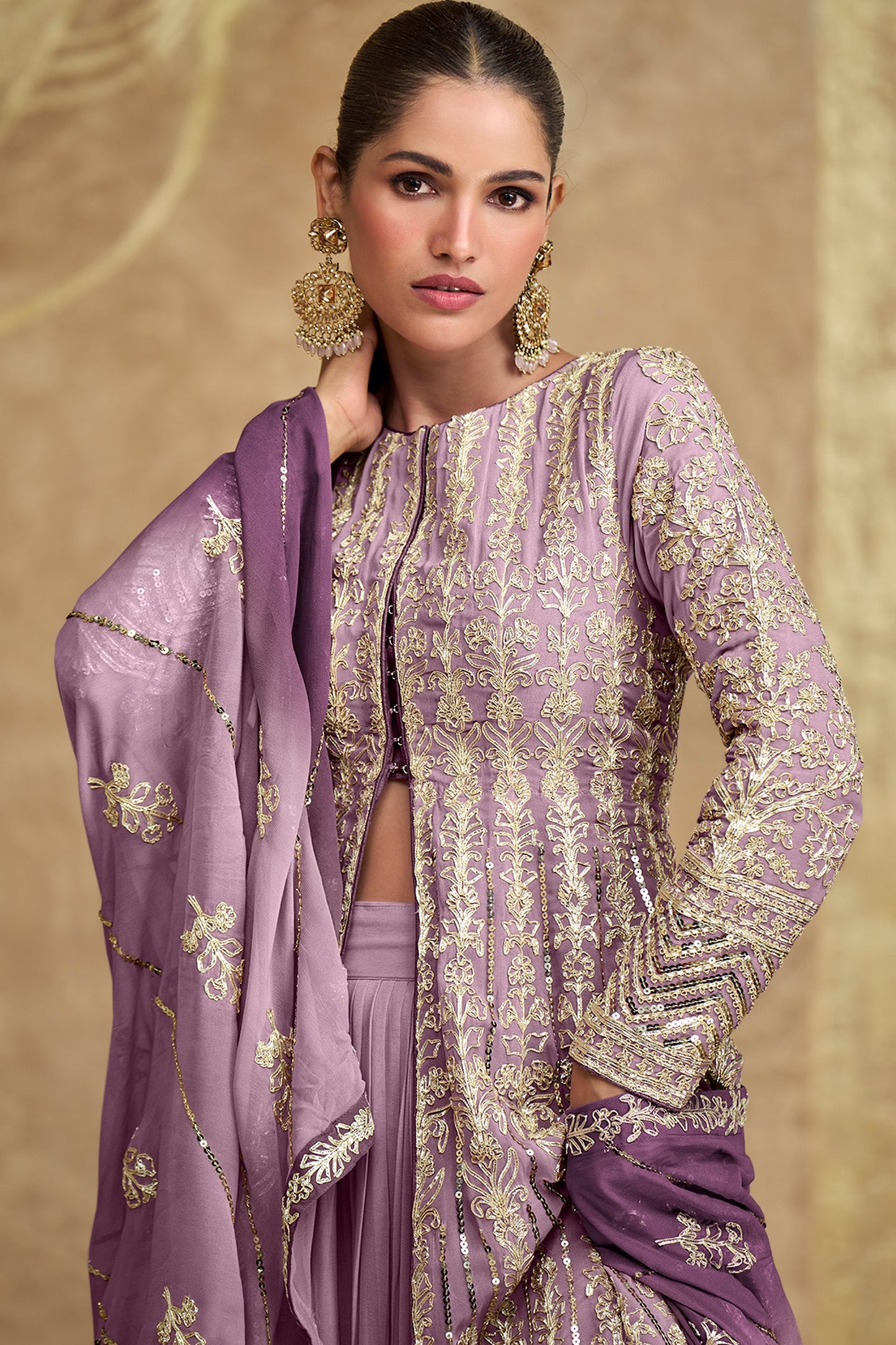 Purple Readymade Heavy Work Georgette Skirt Suit-SS615_2_SareeButa.com