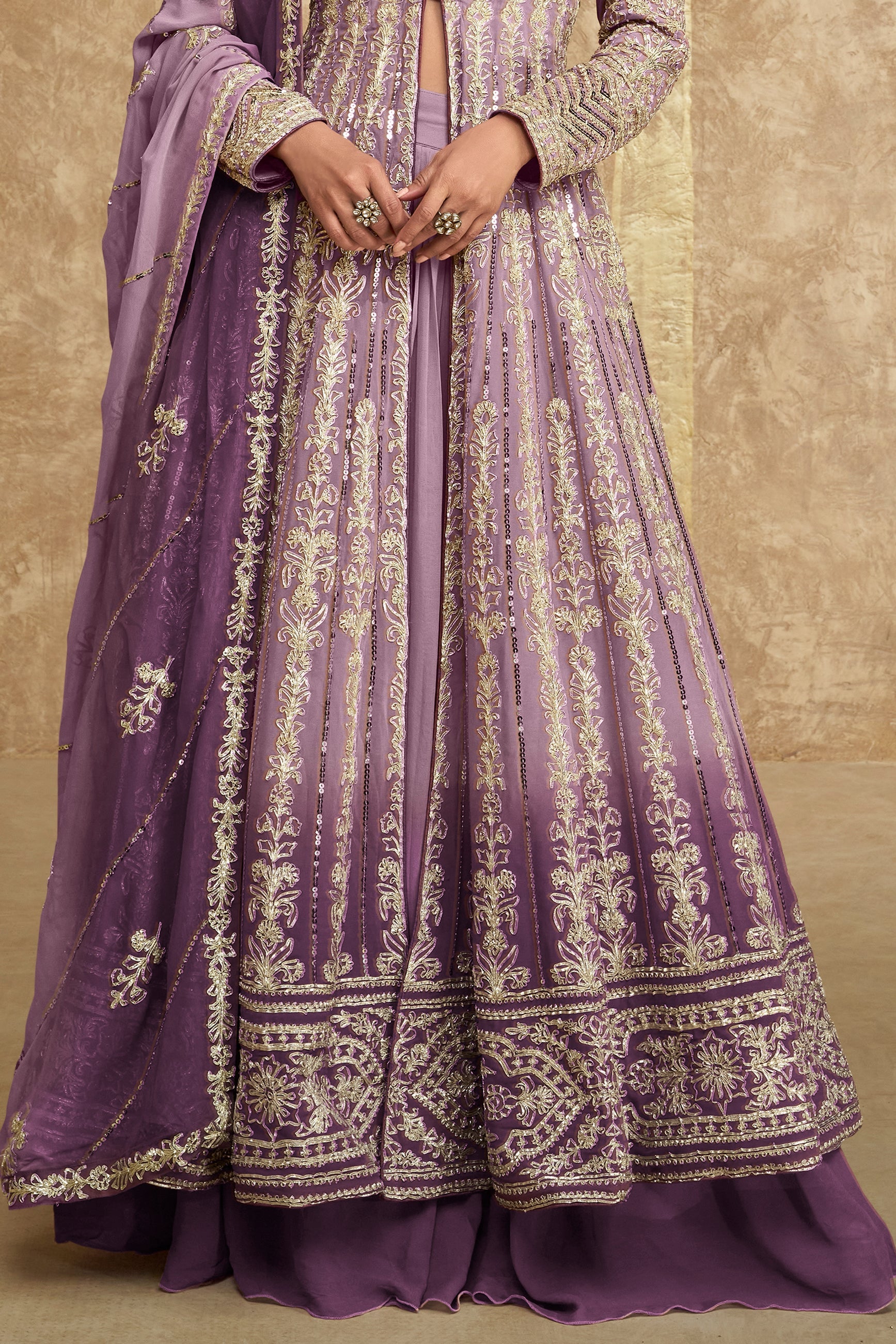 Purple Readymade Heavy Work Georgette Skirt Suit-SS615_3_SareeButa.com