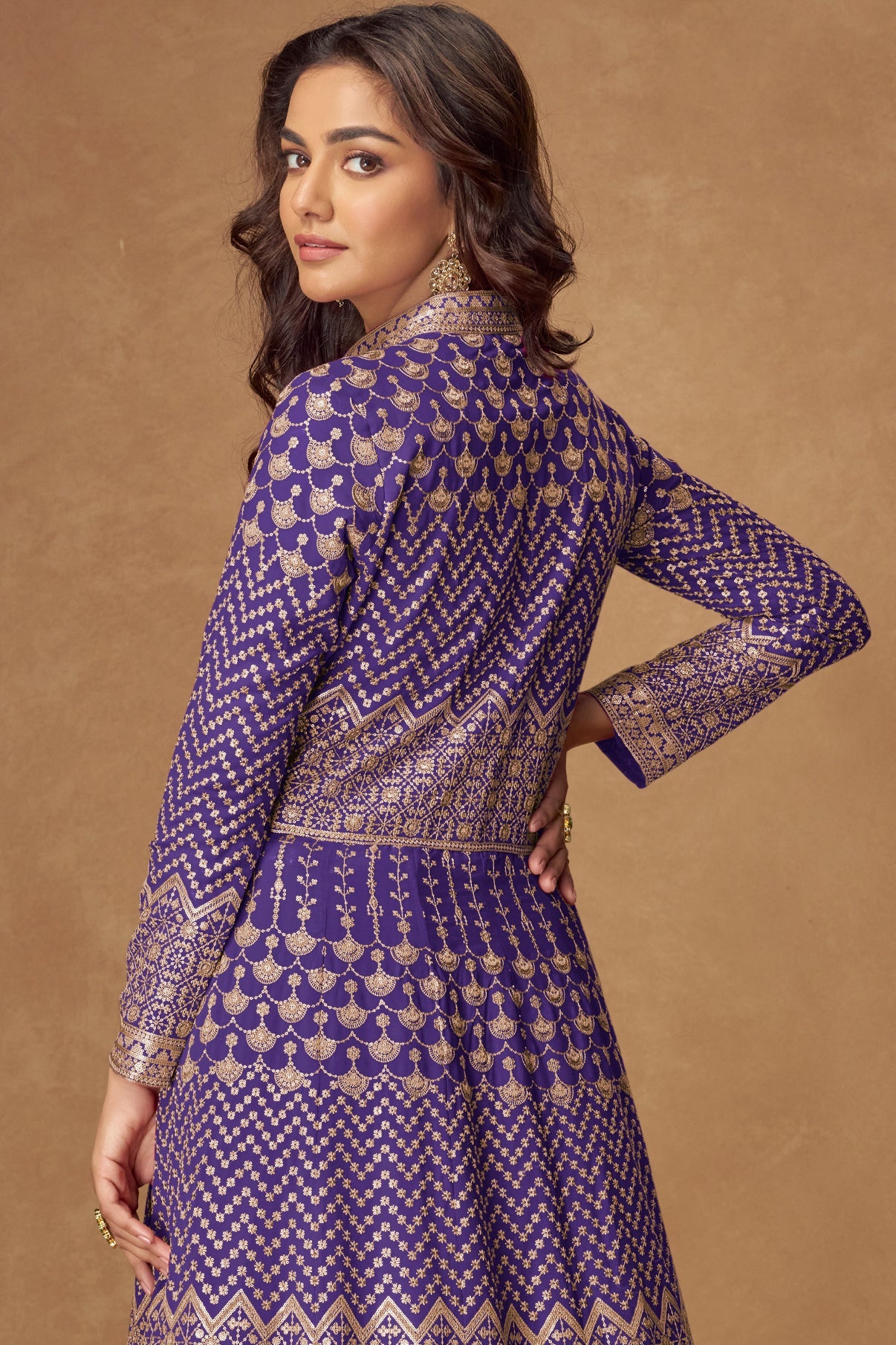 Purple Readymade Heavy Work Georgette Skirt Suit-SS762_3_SareeButa.com