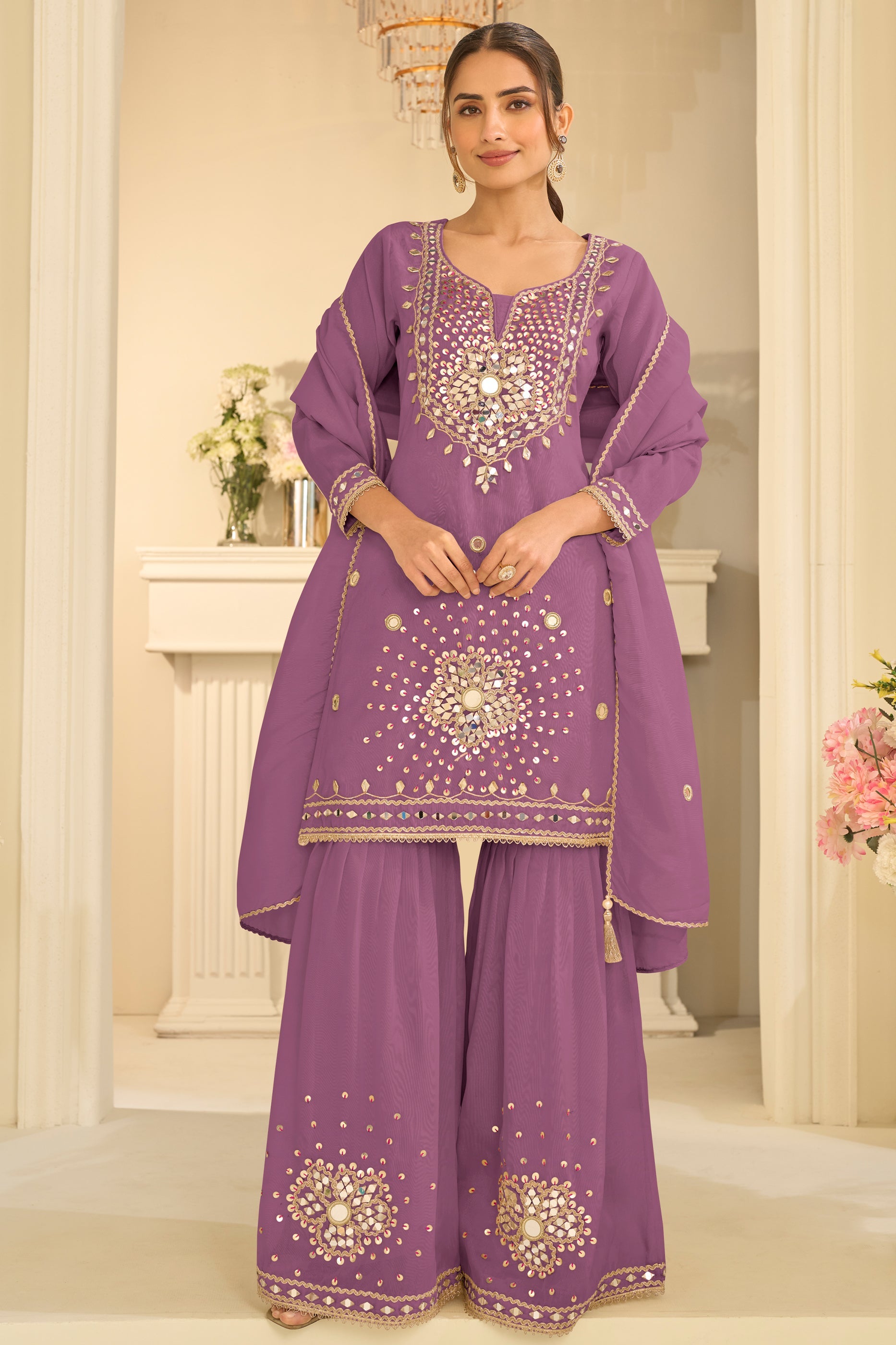 Purple Readymade Mirror Work Silk Sharara Suit-SAR12161_1_SareeButa.com